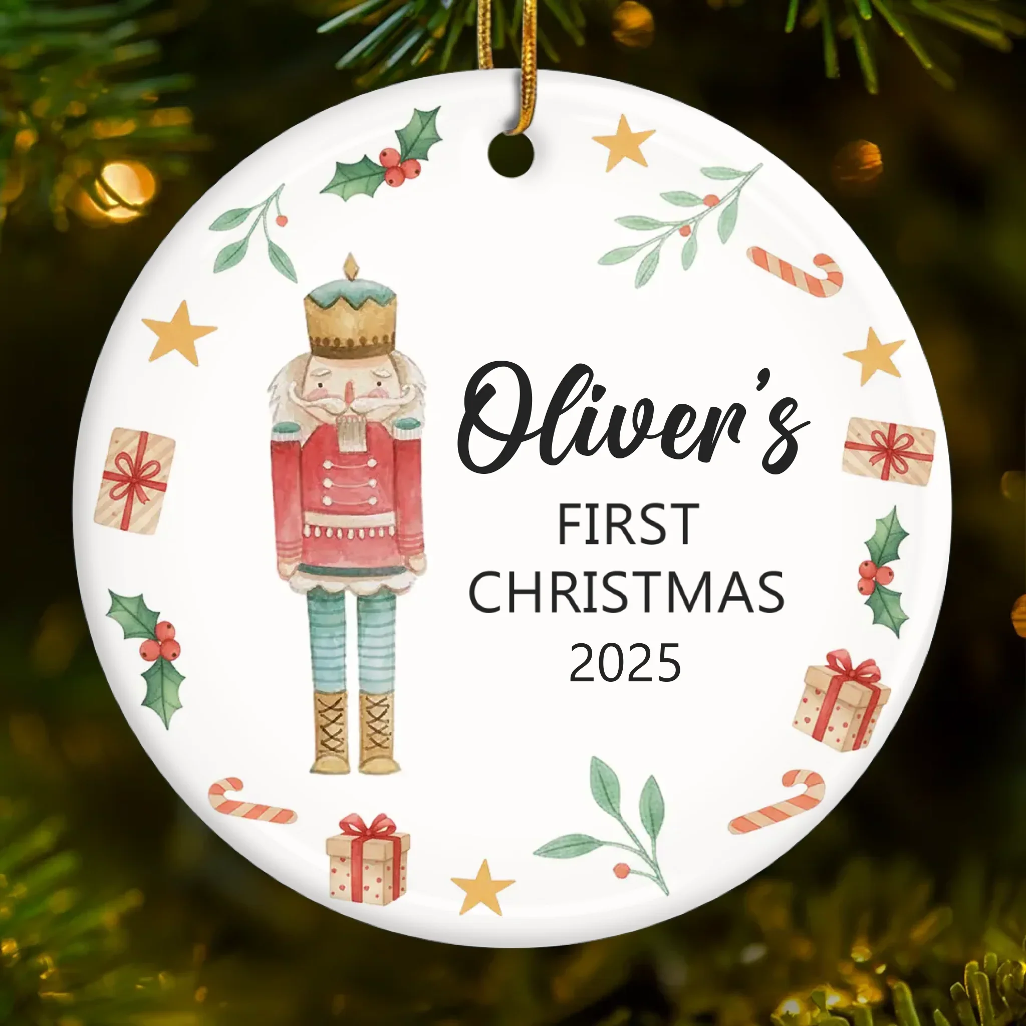 Custom Baby First Christmas Ceramic Ornament - Personalized Christmas Baby Shower, Gender Reveal Gifts For New Moms, New Dads, New Parents - Sweet Beginnings - Robaser