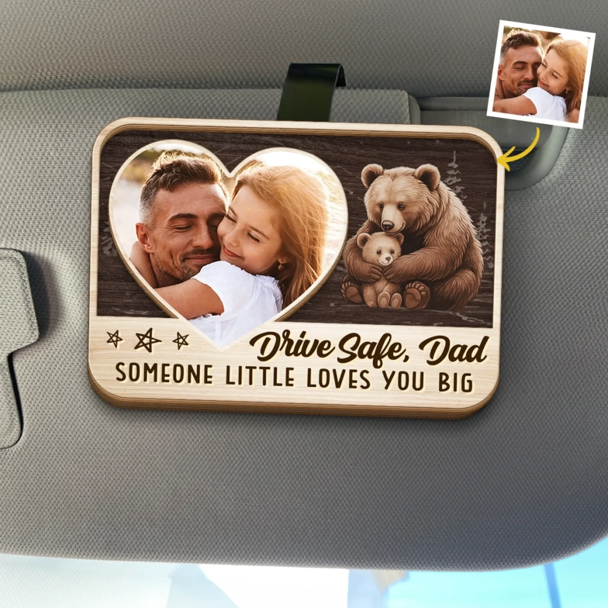 Custom Photo Someone Little Loves You Big	- Family Personalized Custom Car Visor Clip - Father's Day, Gift For Dad, Grandpa - Robaser
