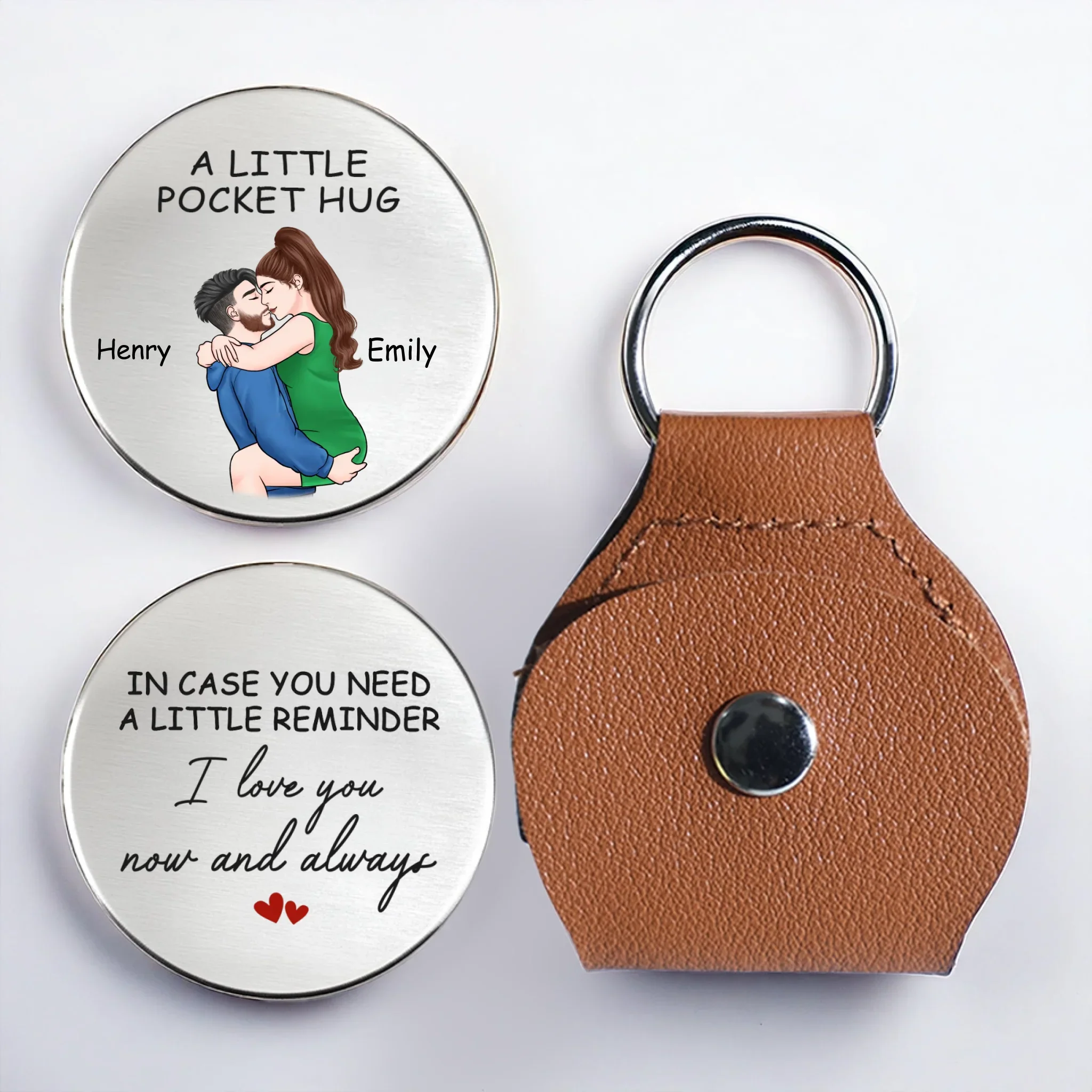 Custom Pocket Hug - Personalized Anniversary Wedding Gifts For Husband And Wife, Him And Her - A Love To Keep - Robaser