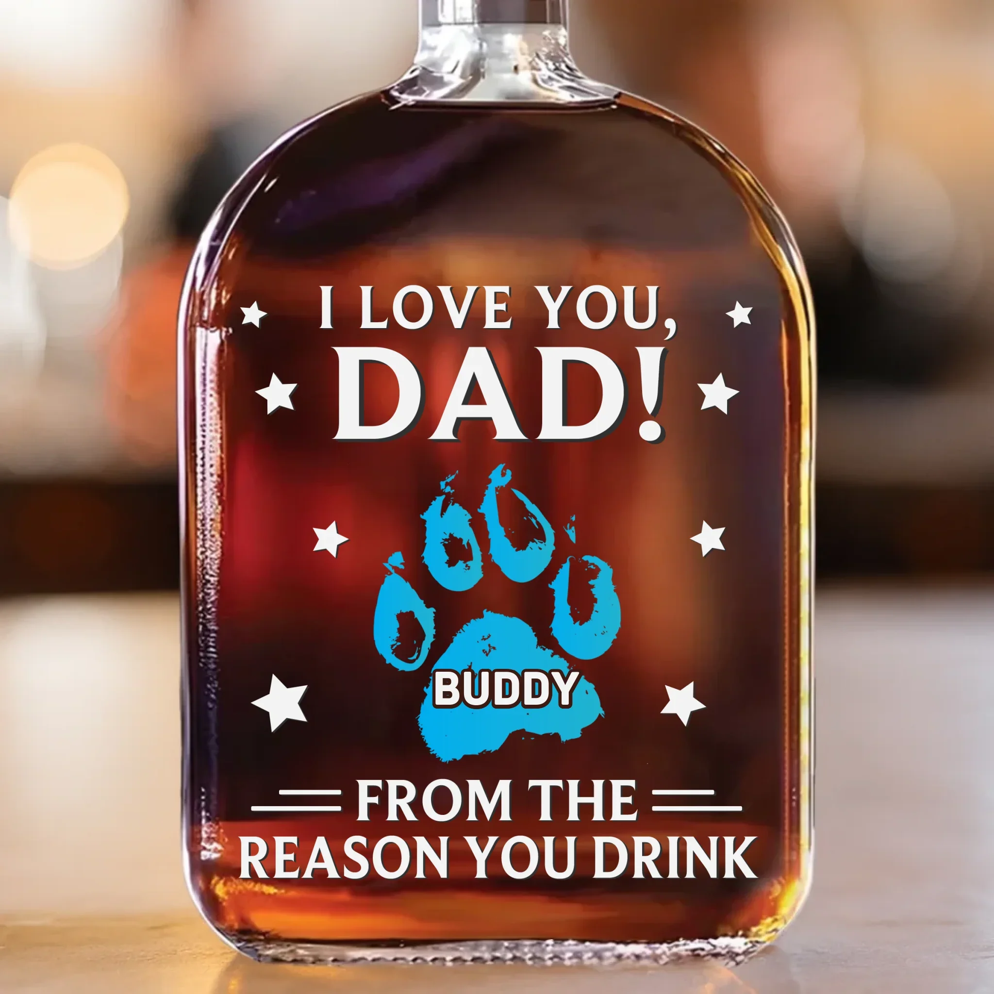 You're Our Favorite Hooman - Dog & Cat Personalized Custom Whiskey Bottle - Father's Day,  Gift For Dad, Pet Owners, Pet Lovers - Robaser