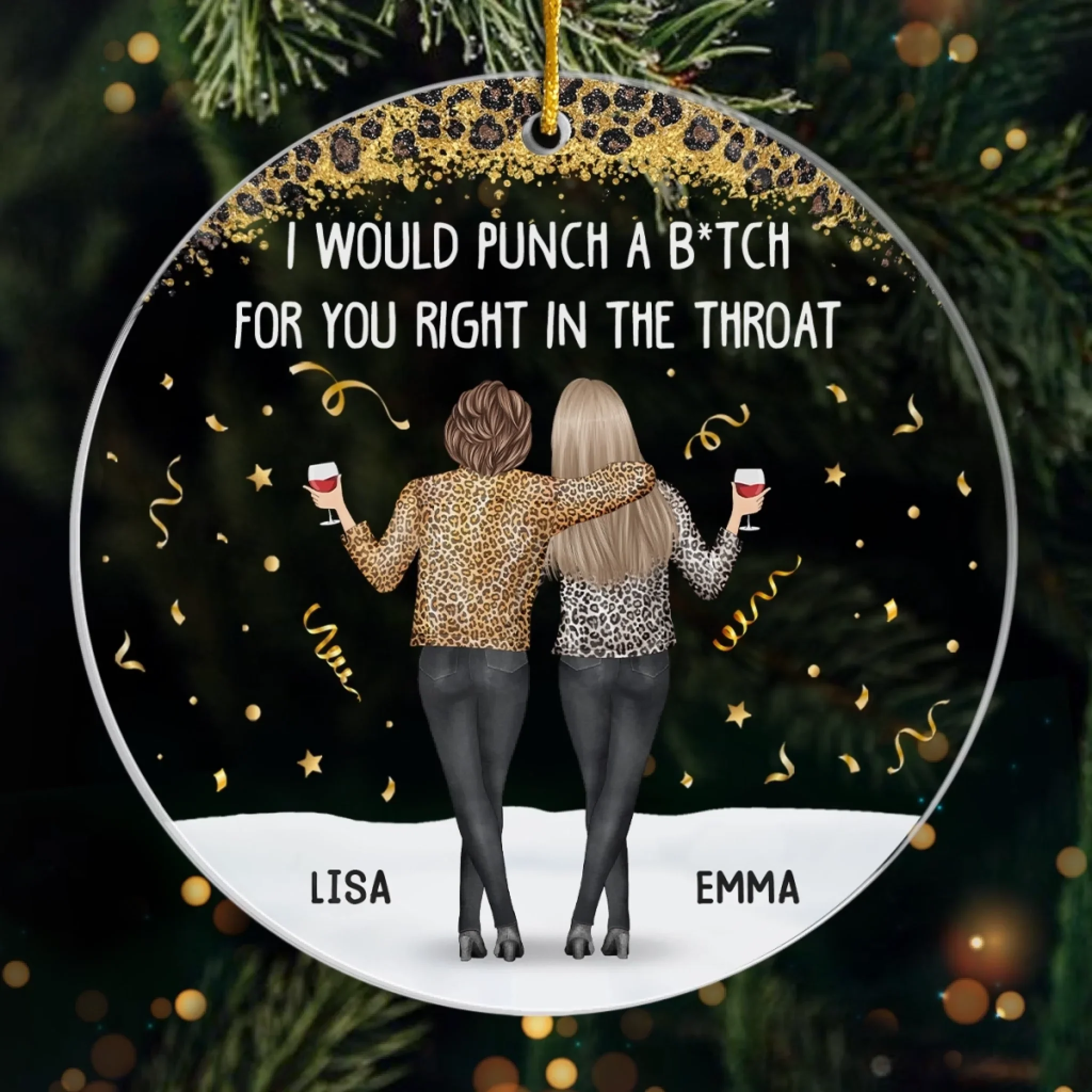 Custom Acrylic Ornament - Personalized Christmas Best Friend Birthday Gifts For Women, Besties, Sisters, BFF - Forever My Partner In Crime - Robaser