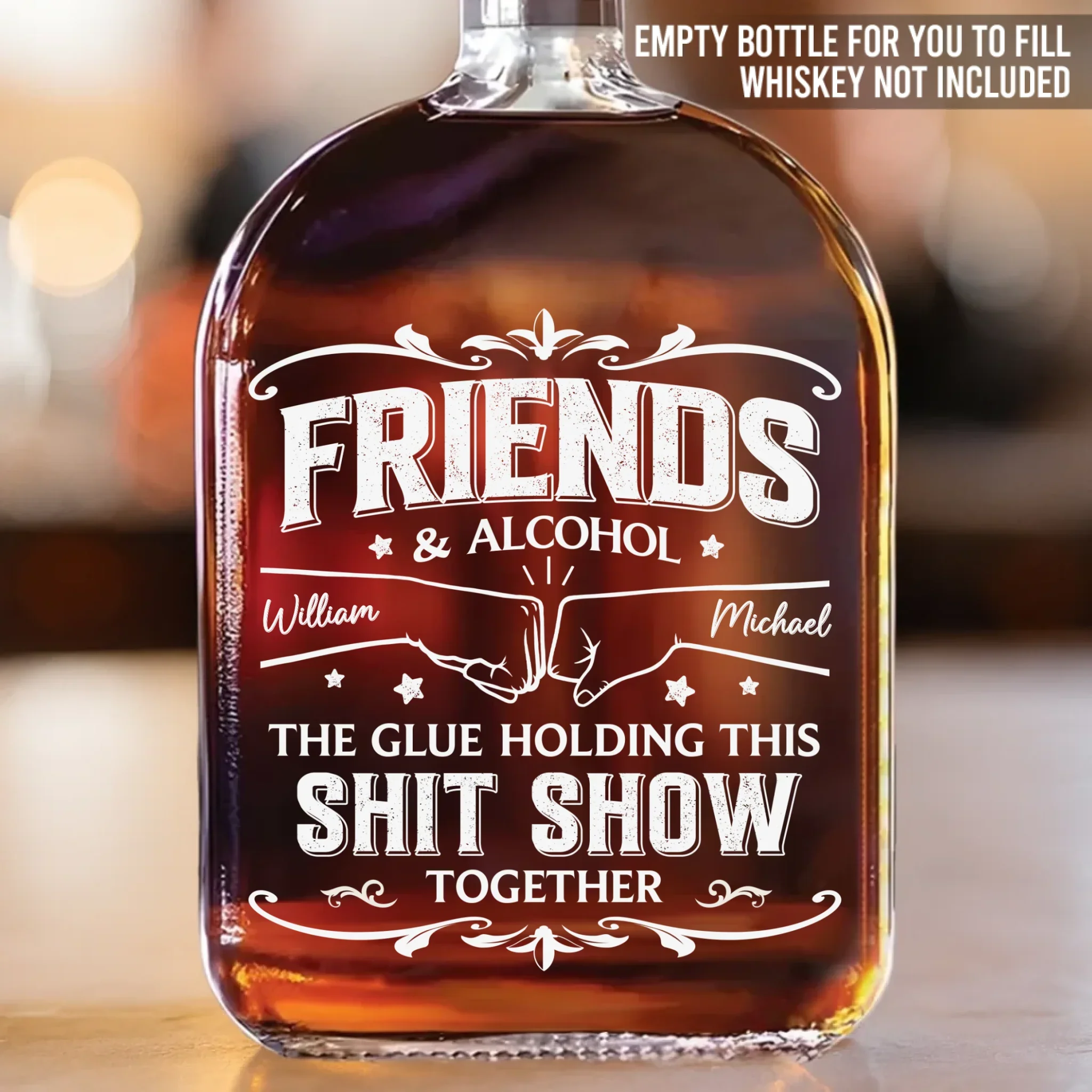 Custom Whiskey Bottle - Personalized Birthday Gifts For Brother, Sister, Best Friends - Growing Together Through Every Season - Robaser