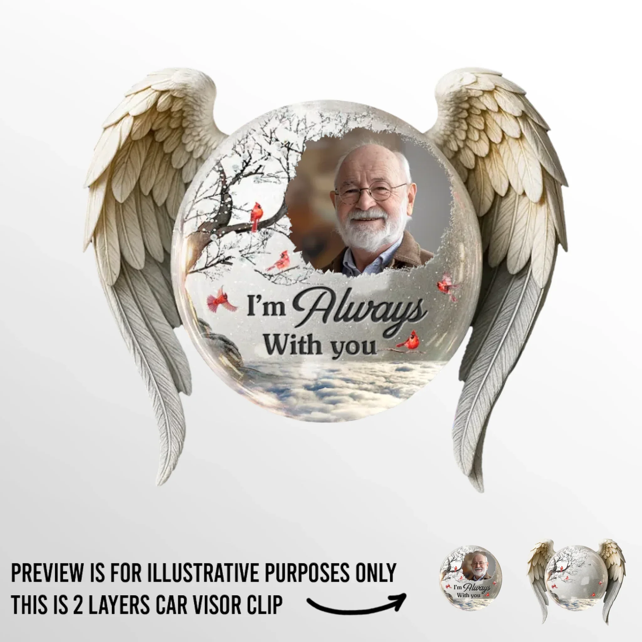 Custom Photo Car Visor Clip - Personalized Memorial Sympathy Gifts For Loss Of Mom, Dad - Never Truly Gone - Robaser