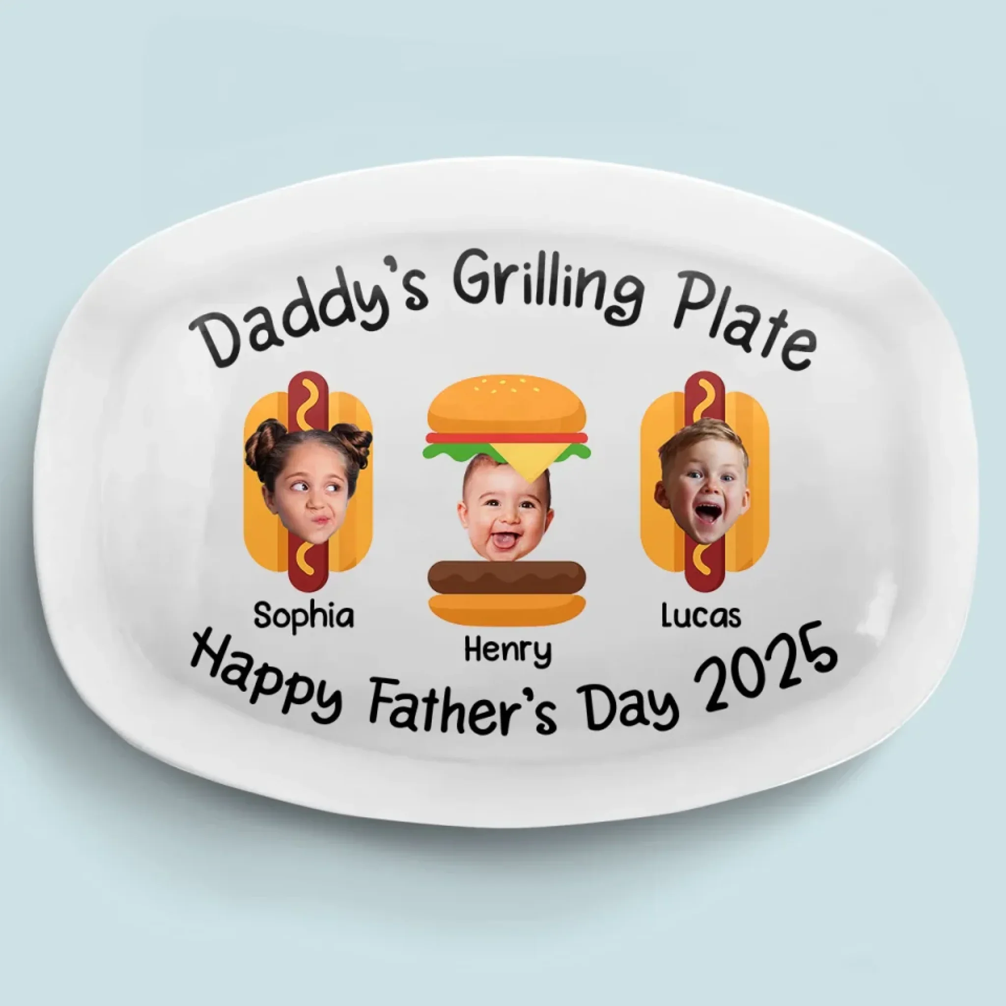 Custom Photo Grill Master, Tiny Tasters - Family Personalized Custom Platter - Father's Day, Gift For Dad, Grandpa - Robaser