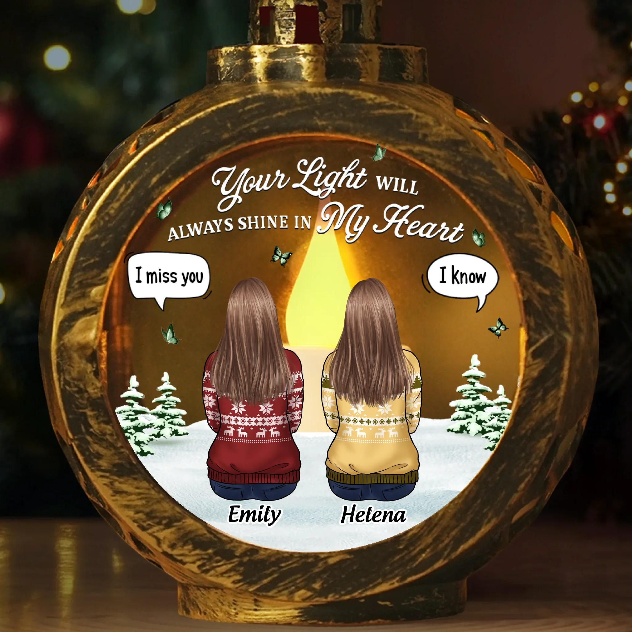 Custom Candlelight Lantern Ornament - Personalized Christmas Memorial Sympathy Gifts For Loss Of Mom, Dad - Your Spirit Shines Eternal - Robaser