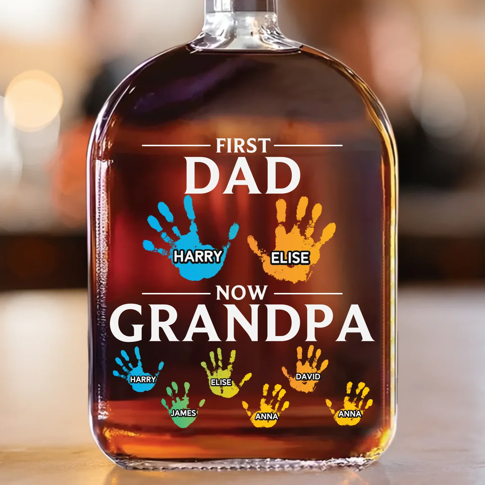 Behind Every Great Family Is A Grandpa Who Was Once A Great Dad - Family Personalized Custom Whiskey Bottle - Father's Day, Gift For Dad, Grandpa - Robaser