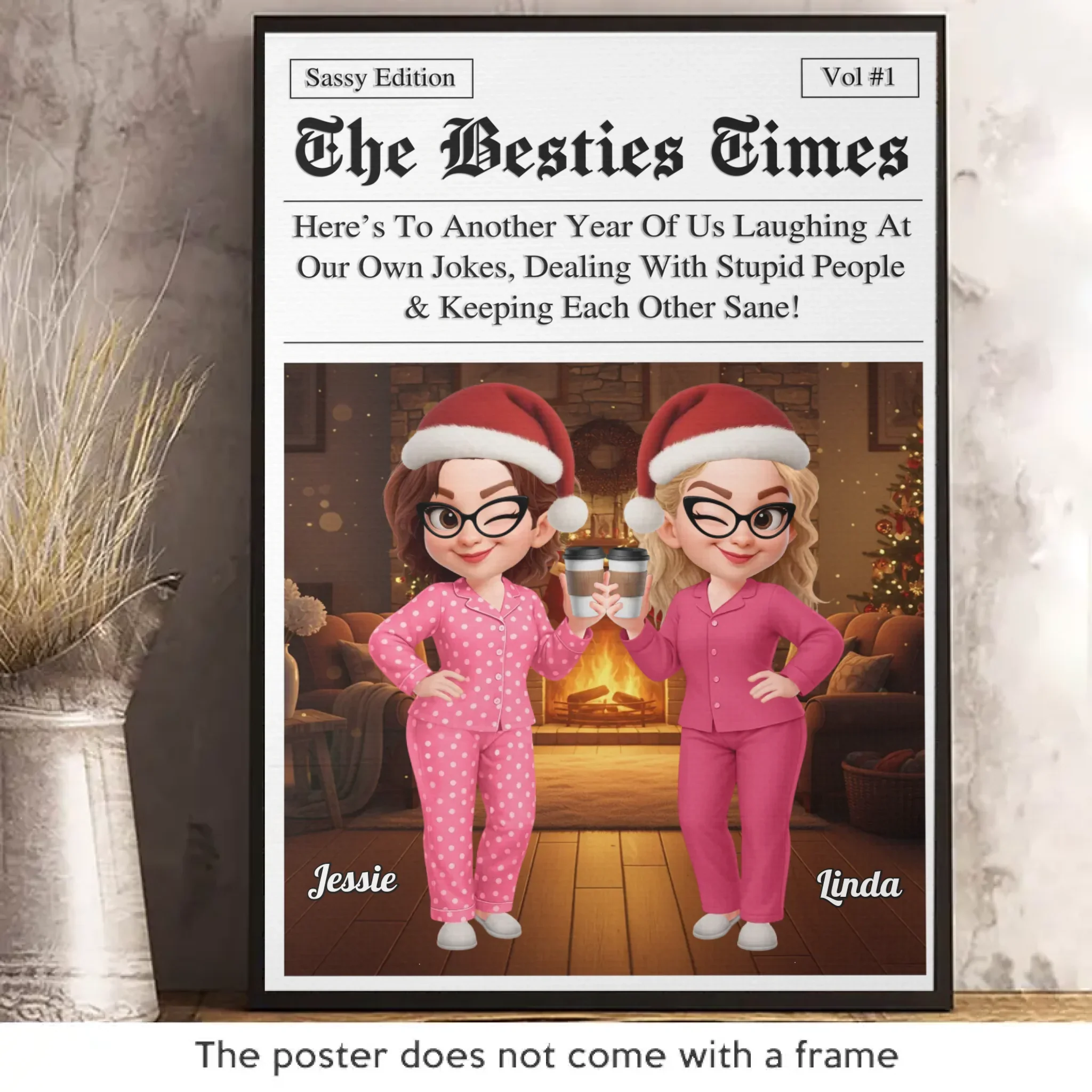 Custom Vertical Poster - Personalized Best Friend Christmas Birthday Gifts For Women, Besties, Sisters, BFF - With You Always Better - Robaser