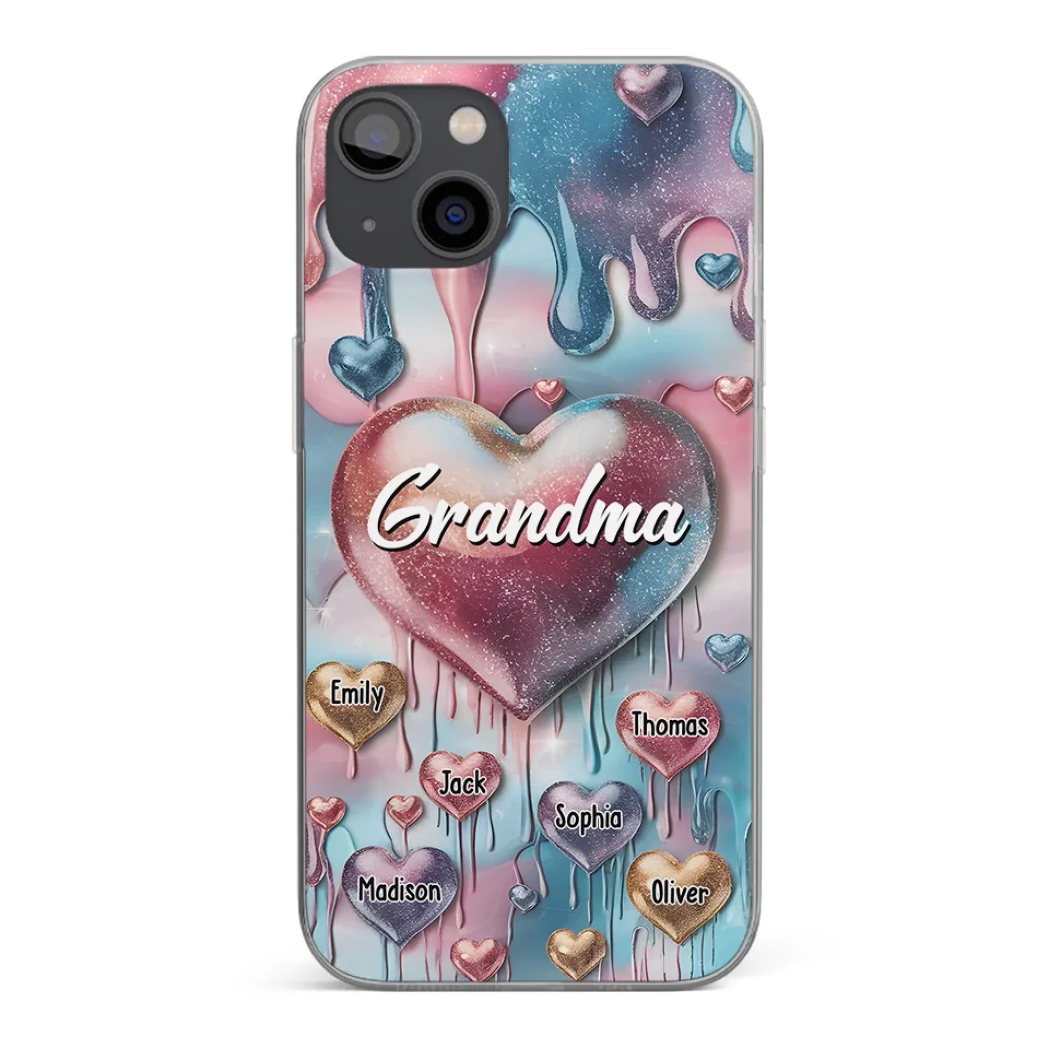 Forever In Grandmother's Heart - Family Personalized Custom 3D Inflated Effect Printed Clear Phone Case - Gift For Mom, Grandma - Robaser