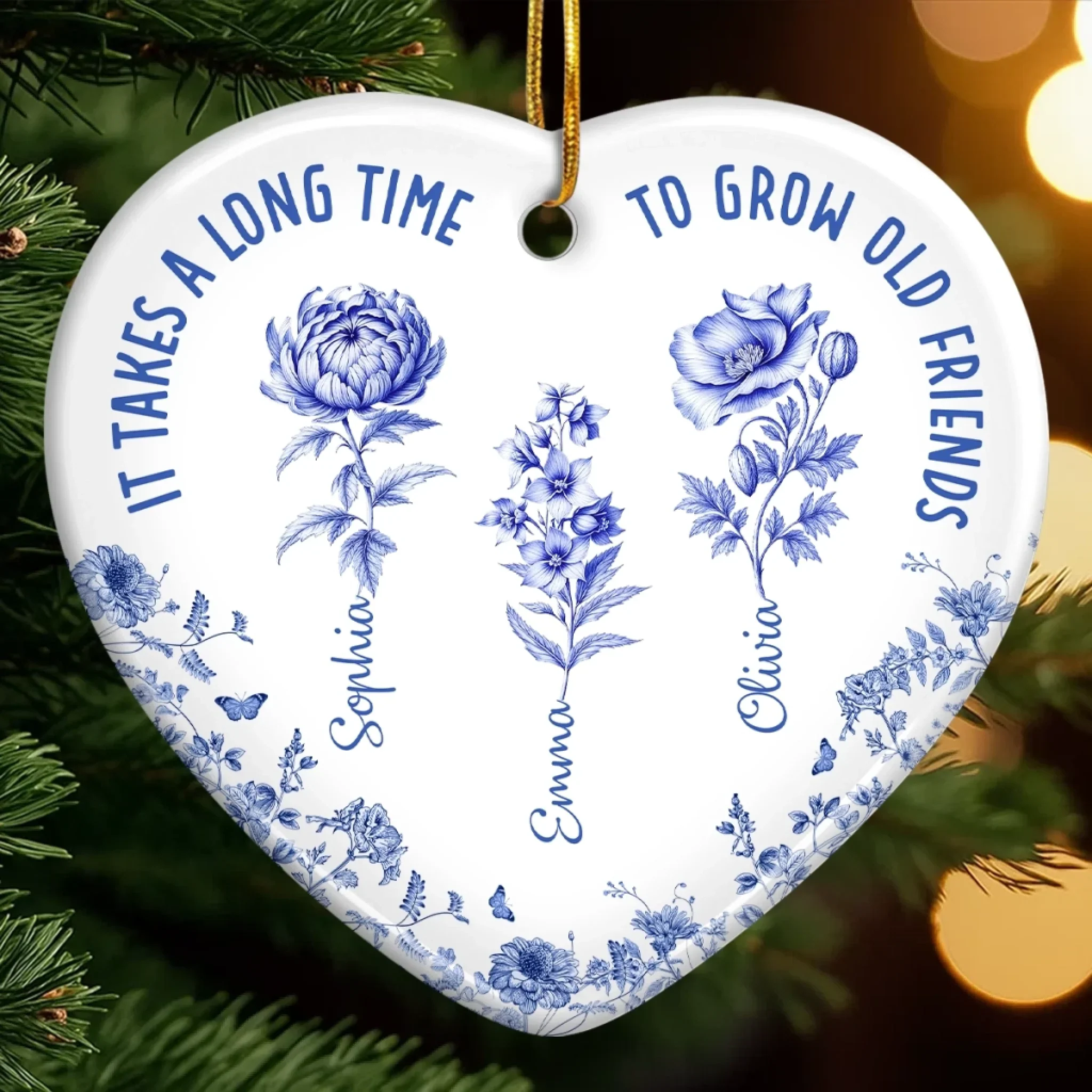 Custom Ceramic Ornament - Personalized Best Friend Christmas Birthday Gifts For Women, Besties, Sisters, BFF - Together Is My Favorite Place - Robaser