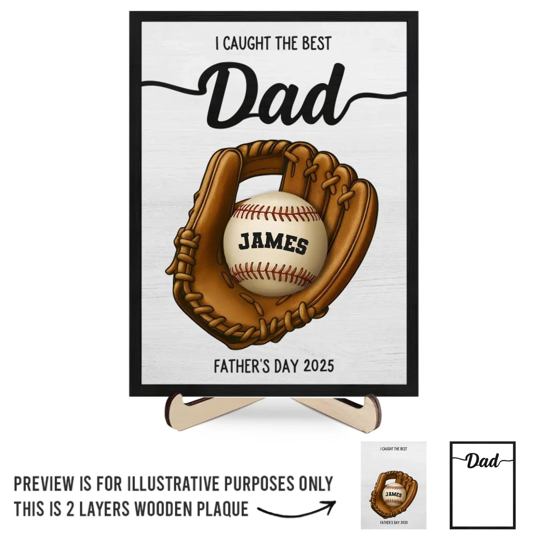 We Caught The Best One - Family Personalized Custom 2-Layered Wooden Plaque With Stand - Father's Day, Gift For Dad, Sport Lovers, Sport Players - Robaser
