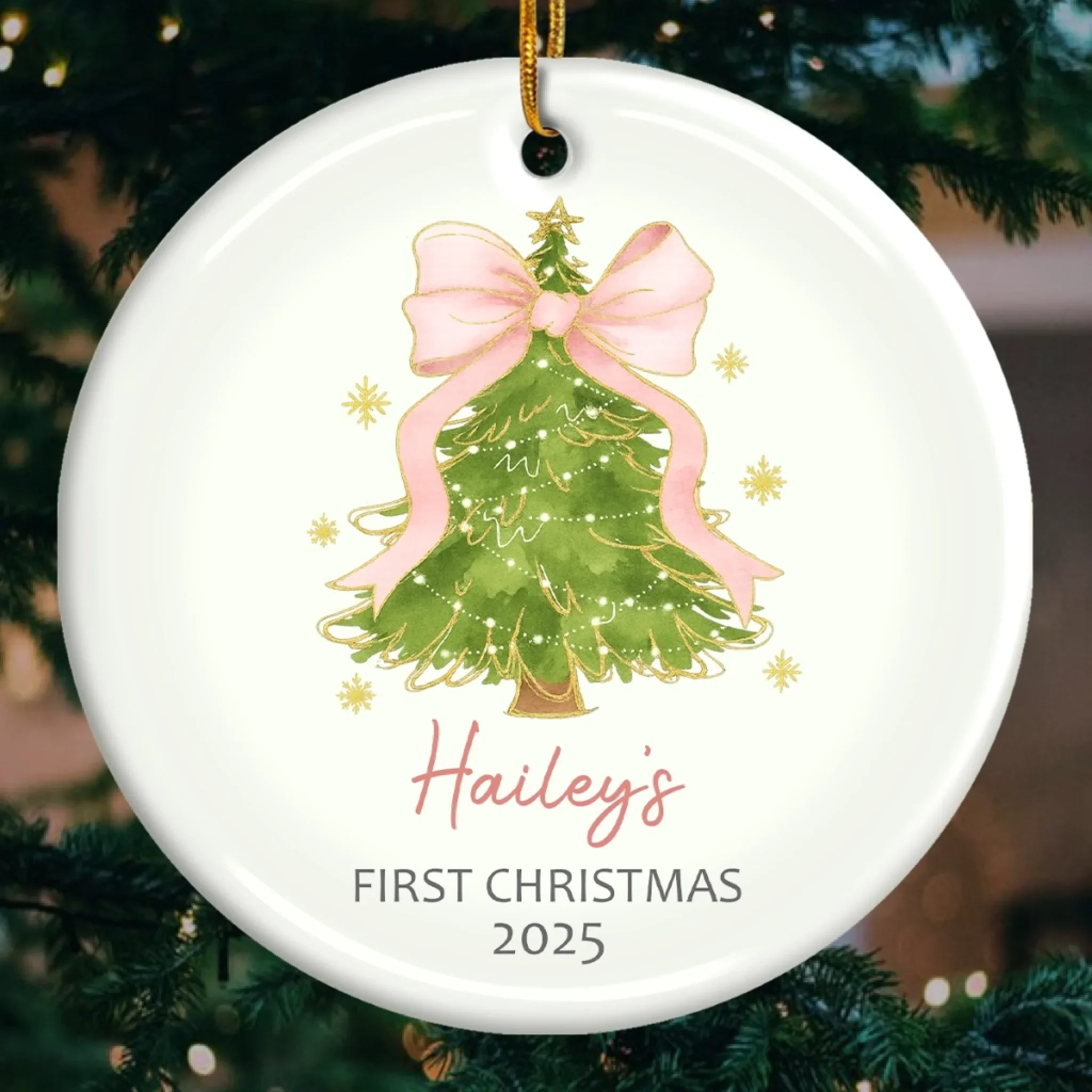 Custom Baby First Christmas Ceramic Ornament - Personalized Christmas Baby Shower, Gifts For New Moms, New Dads, New Parents - First Christmas Cuddles - Robaser