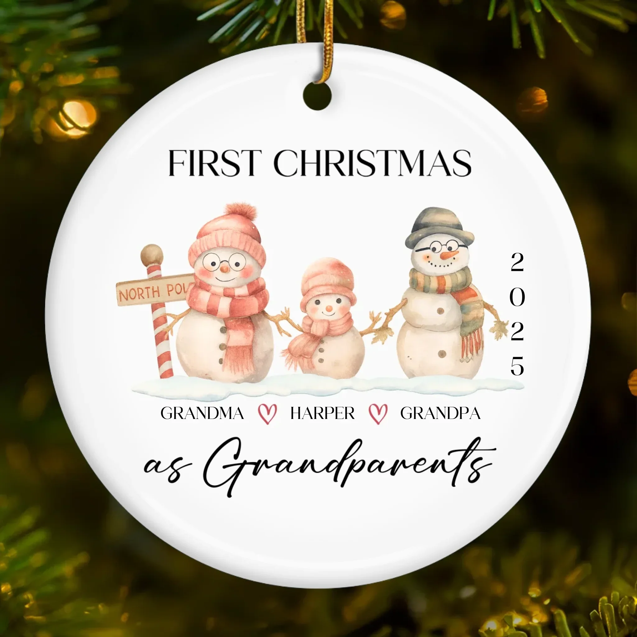 Custom Baby's First Christmas Grandparents Ceramic Ornament - Personalized Christmas Birthday Gifts For First Time Grandparents, Future Grandpa and Grandma, Family - Christmas Feels New Again - Robaser