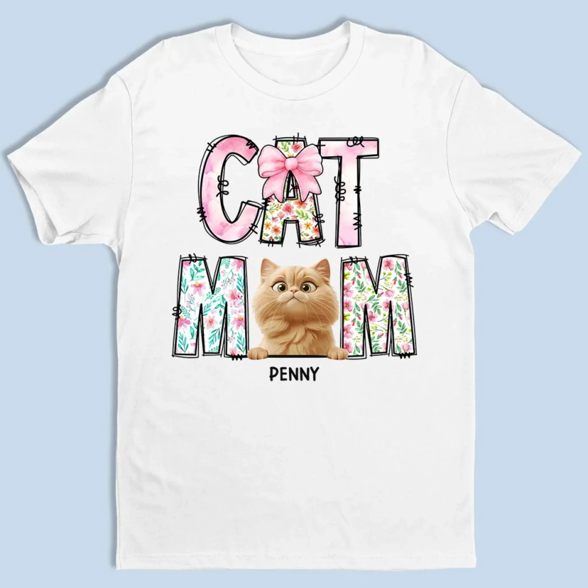 Just A Floral Girl With A Fluffy Boss - Cat Personalized Custom Unisex T-shirt, Premium T-shirt, Hoodie - Mother's Day, Gift For Pet Owners, Pet Lovers - Robaser