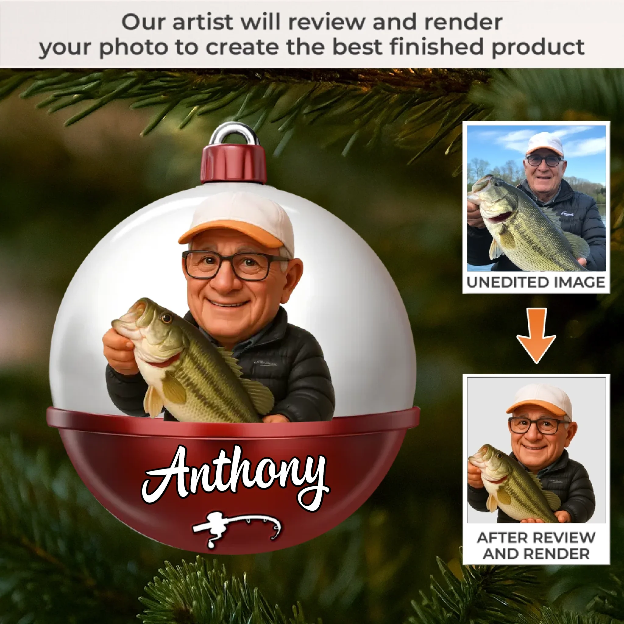 Custom Photo Acrylic Ornament - Personalized Christmas Birthday Fishing Gifts For Fisherman - Casting Dreams On Quiet Waters - Robaser