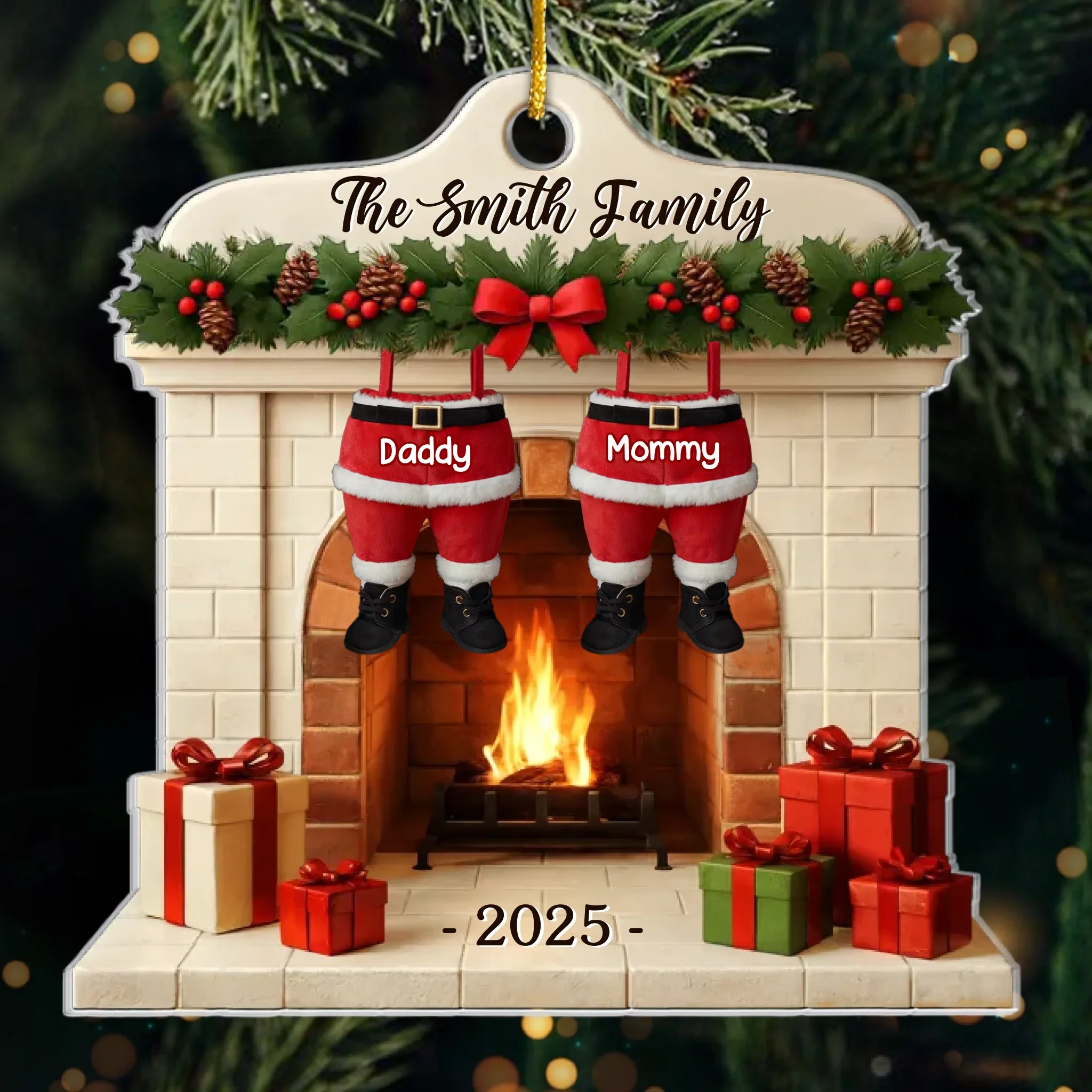 Custom Acrylic Ornament - Personalized Christmas Birthday Gifts For Mom, Dad, Brother, Sister, Kids - Love Gathers Where We Are - Robaser