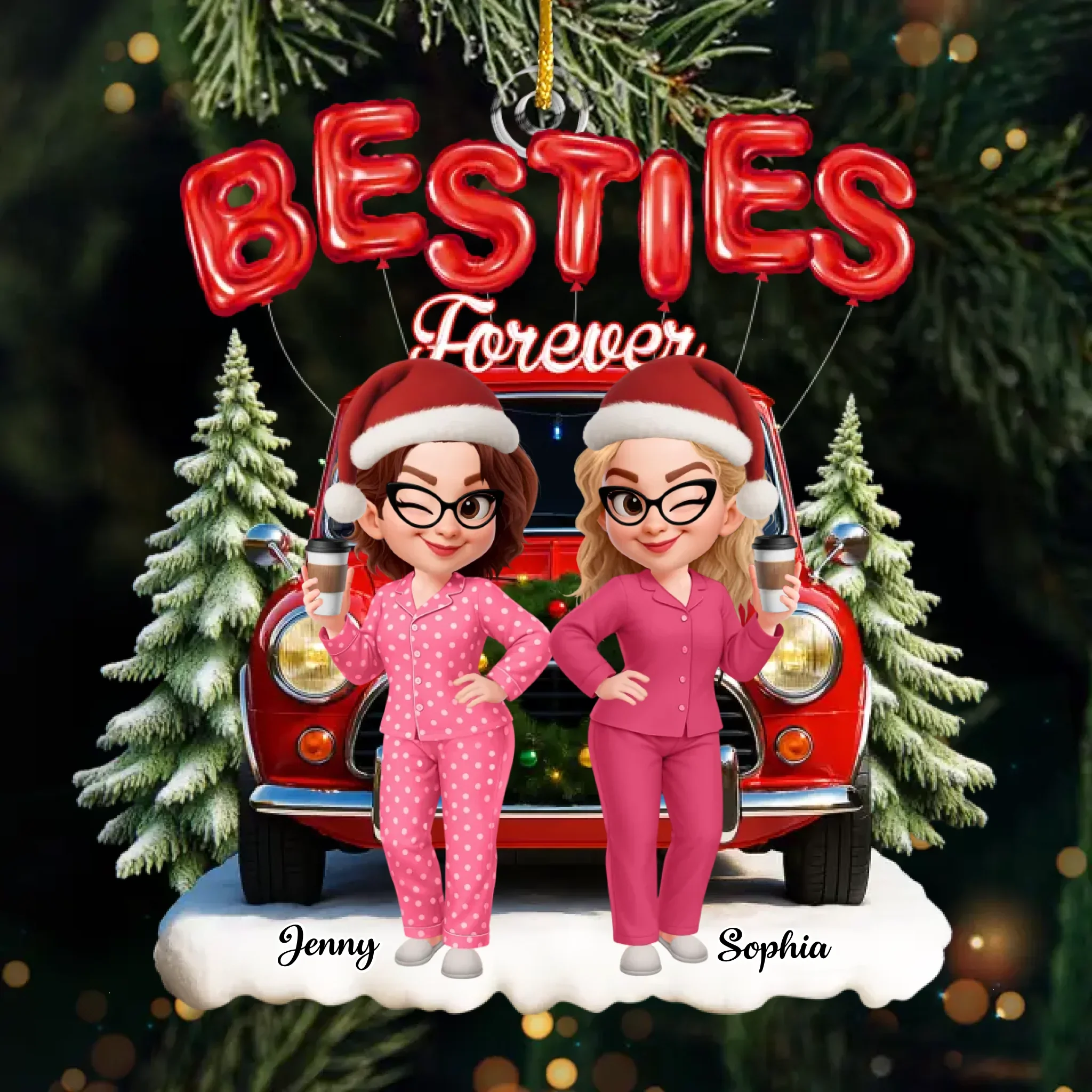 Custom Acrylic Ornament - Personalized Best Friend Christmas Birthday Gifts For Women, Besties, Sisters, BFF - Twinkling Nights Shared With Friends - Robaser