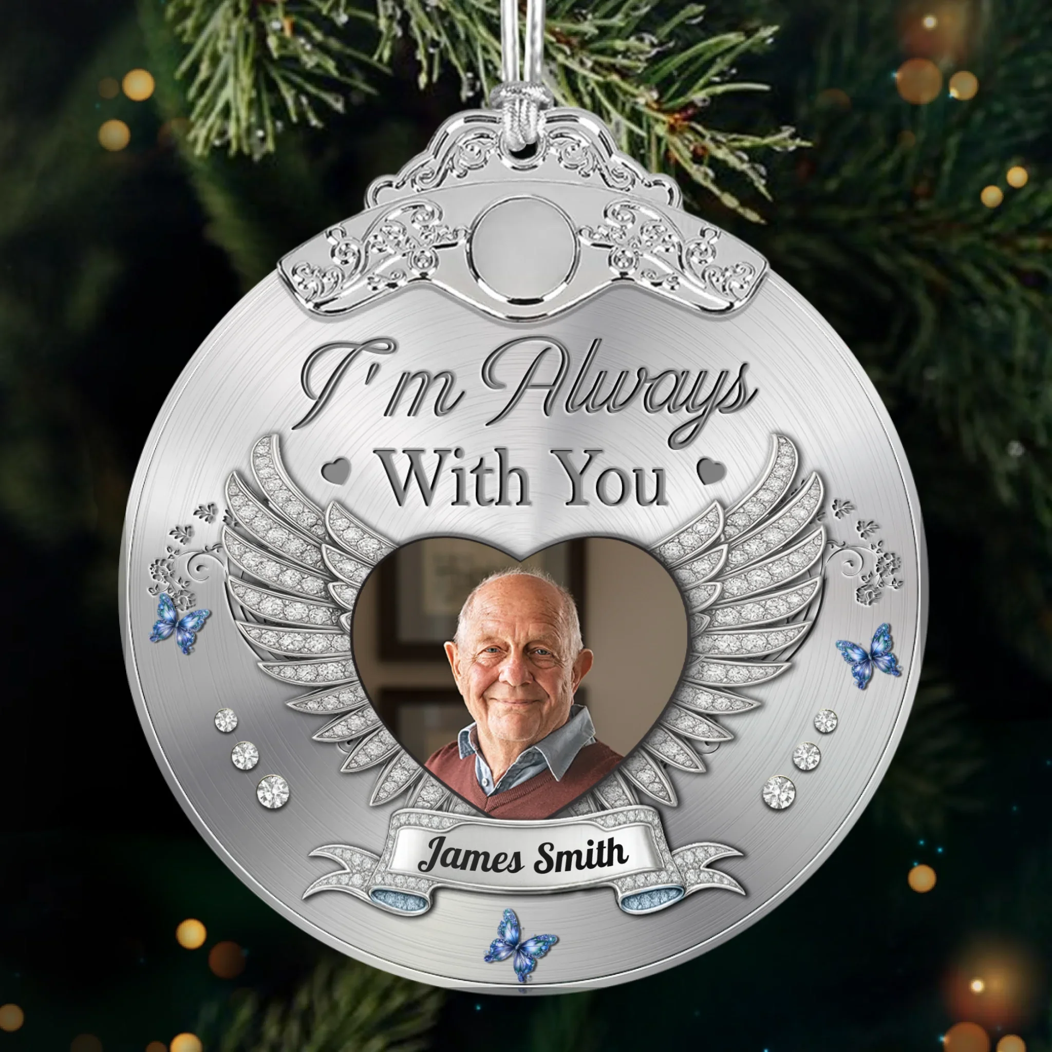 Custom Photo Glass Ornament - Personalized Christmas Memorial Sympathy Gifts For Loss Of Mom, Dad - A Life That Shines On - Robaser