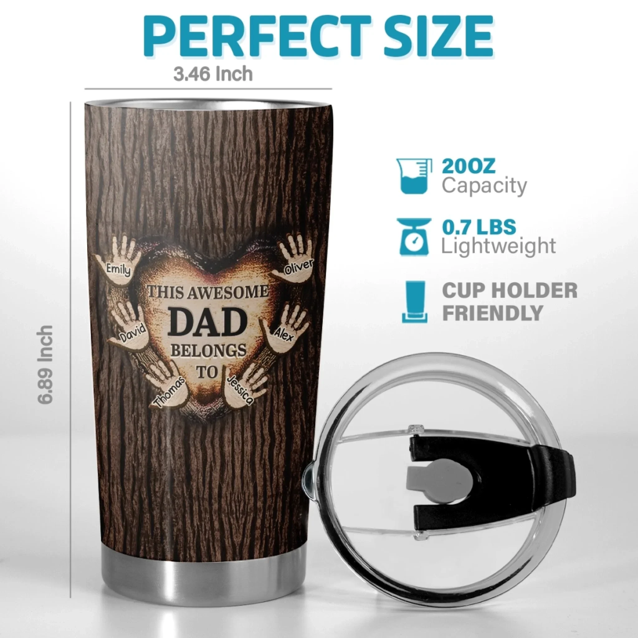 Loved By The Littlest Hands - Family Personalized Custom Tumbler - Father's Day, Gift For Dad, Grandpa - Robaser