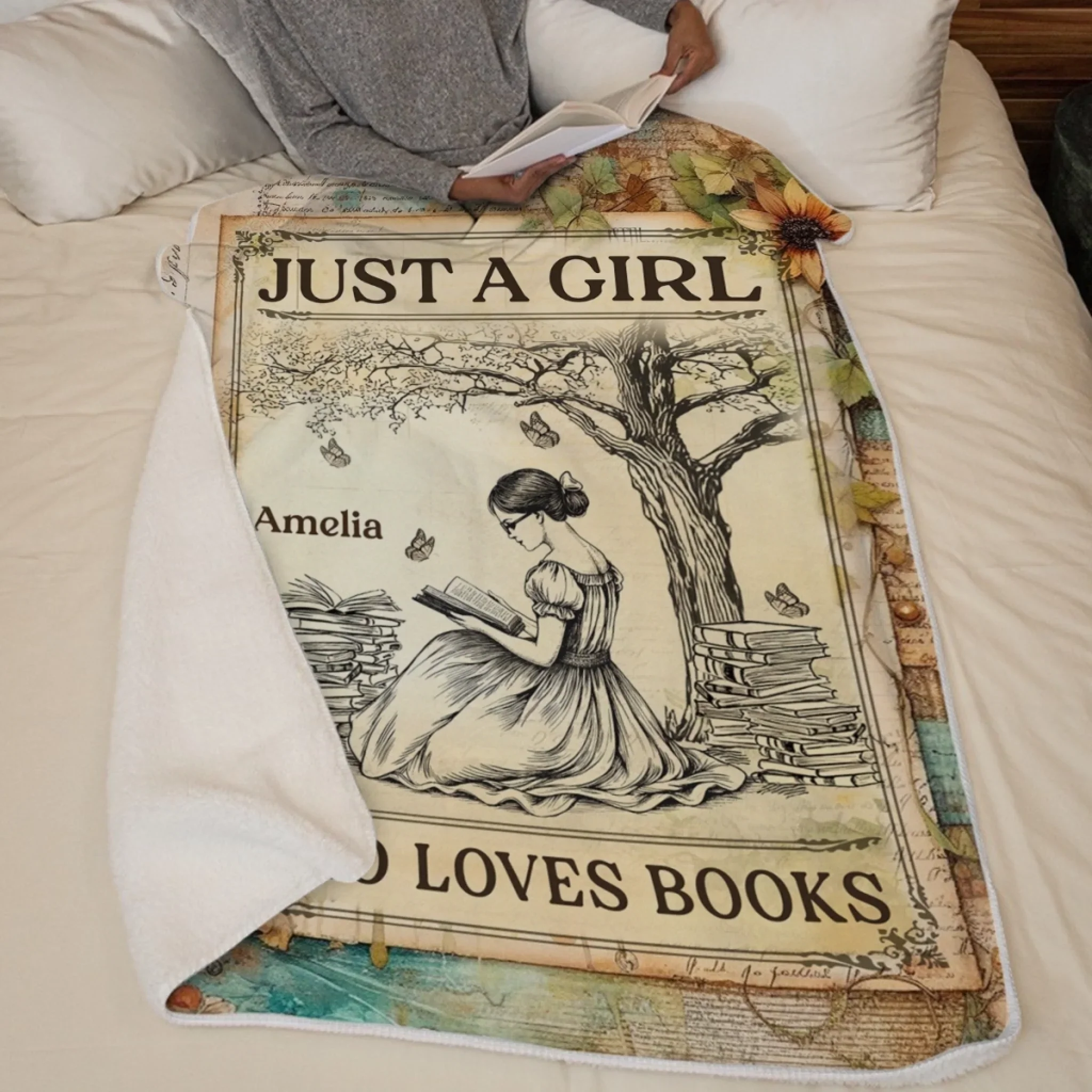 Custom Blanket - Personalized Bookish Gifts For Book Lovers, Bookworms, Readers - Lost In Stories - Robaser