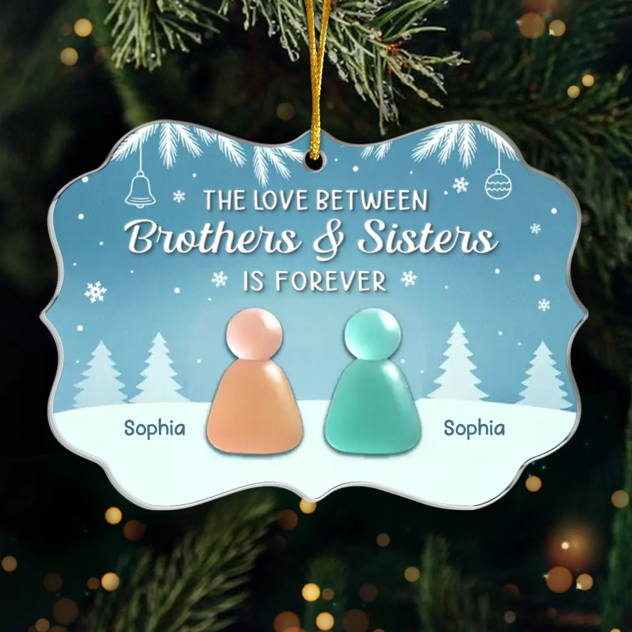 Custom Sea Glass Acrylic Ornament - Personalized Christmas Birthday Gifts For Brother, Sister - Waves Of Love - Robaser