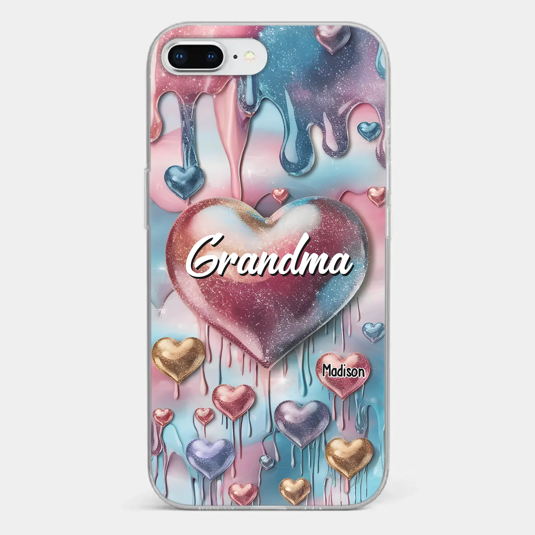 Forever In Grandmother's Heart - Family Personalized Custom 3D Inflated Effect Printed Clear Phone Case - Gift For Mom, Grandma - Robaser