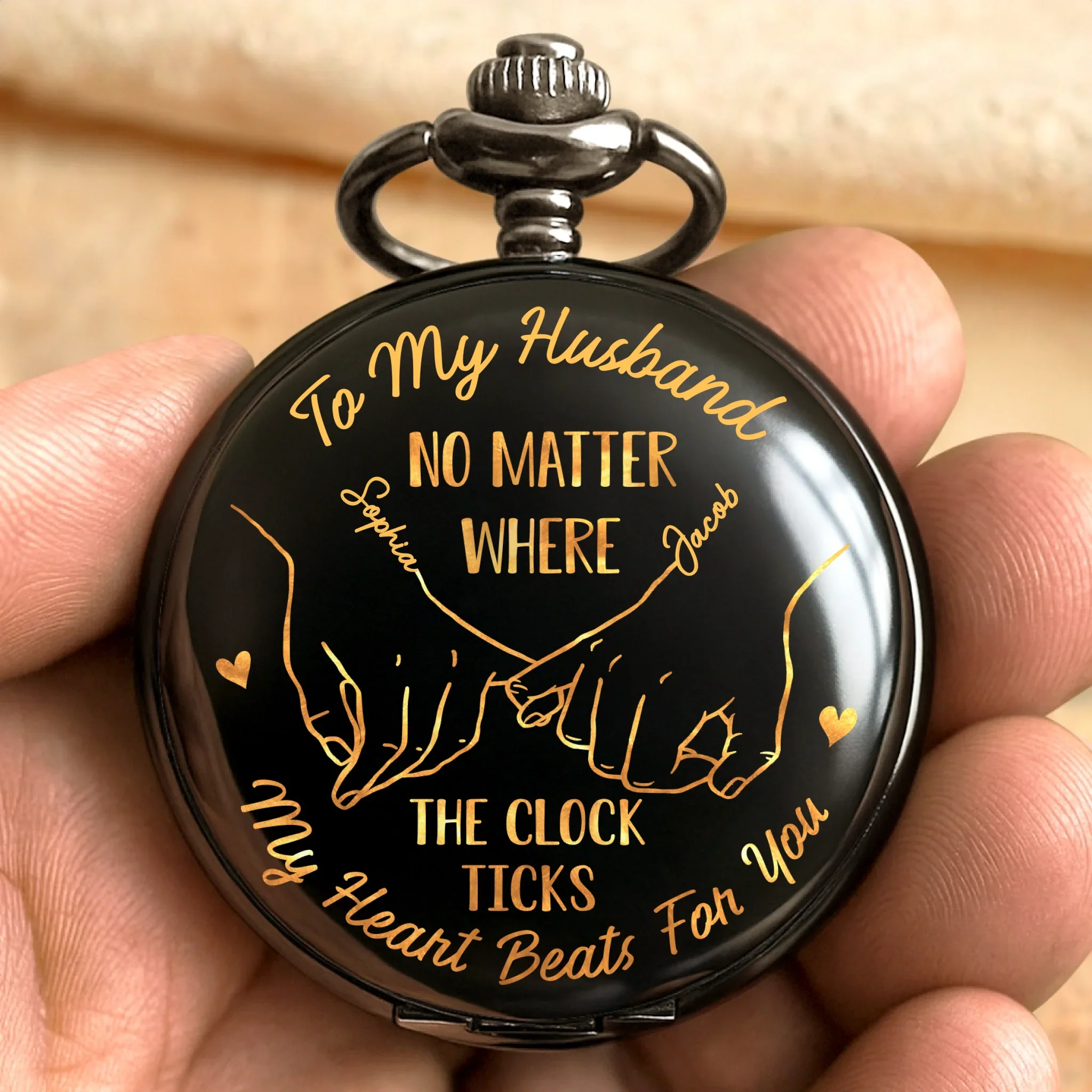 Only You And Me - Couple Personalized Custom Pocket Watch - Gift For Husband Wife, Anniversary - Robaser