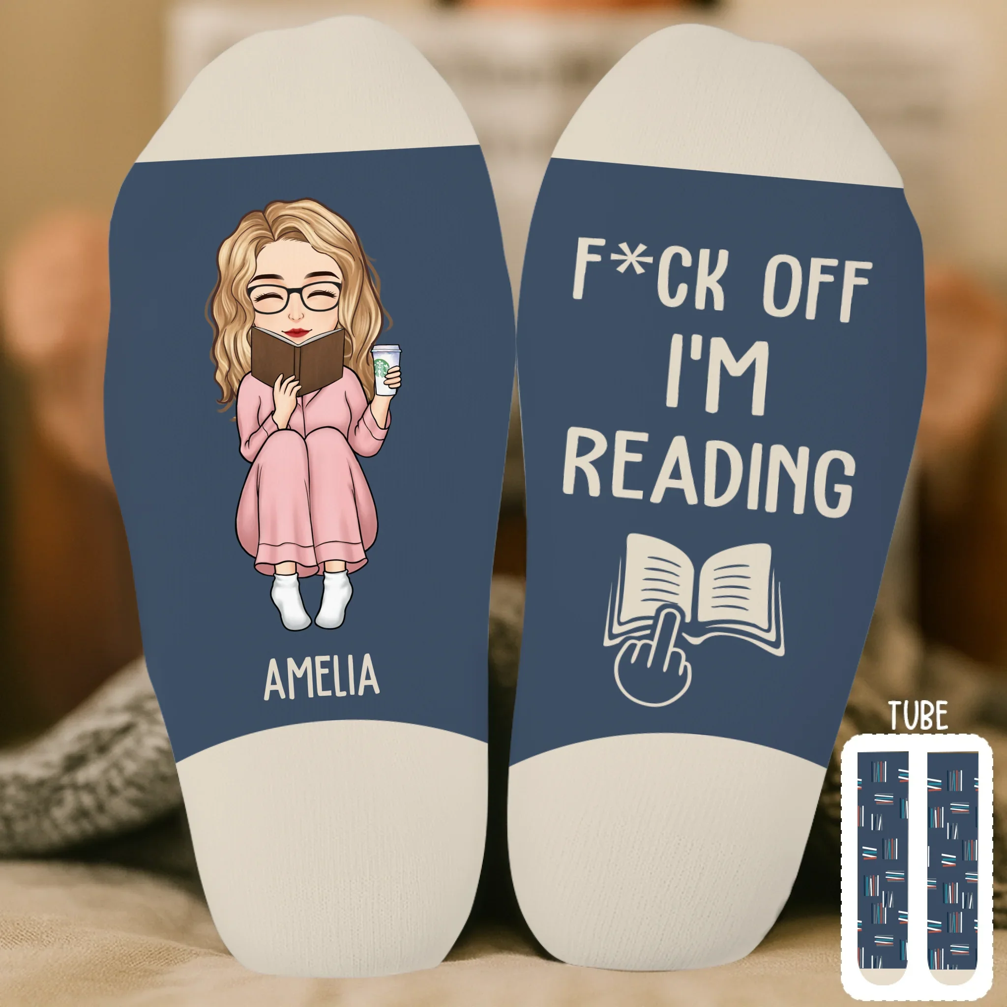 Custom Crew Socks - Personalized Bookish Gifts For Book Lovers, Bookworms, Readers - Don  t Kill My Reading Vibe - Robaser