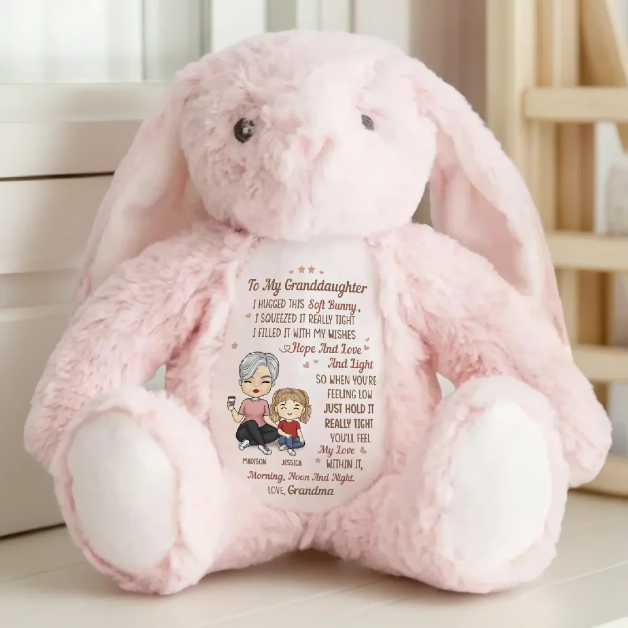 This Bunny Carries All My Love - Family Personalized Custom Easter Bunny Plush - Mother's Day, Gift For Mom, Grandma - Robaser