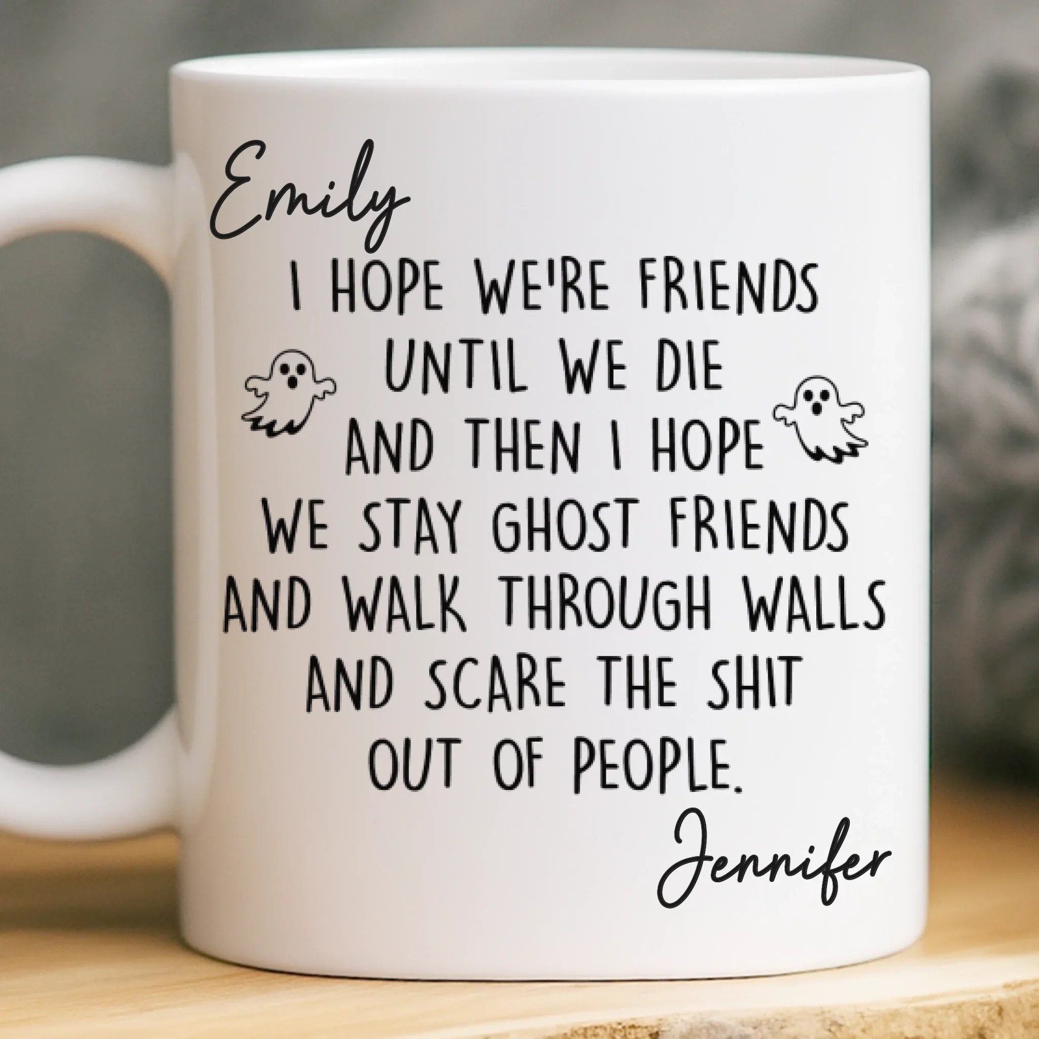 Custom Mug - Personalized Best Friend Birthday Gifts For Women, Besties, Sisters, BFF - Laughing Through Life Together - Robaser