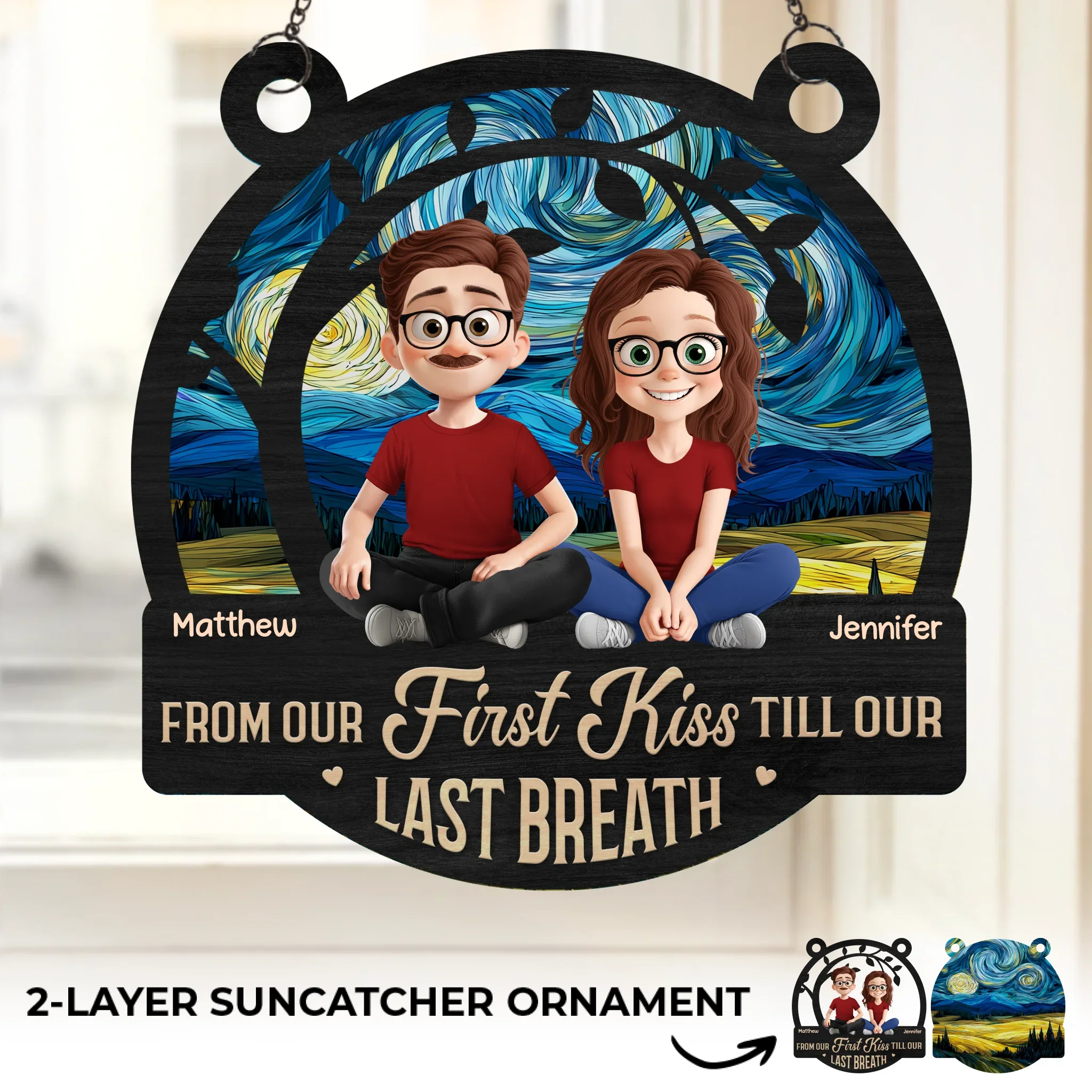 Custom Window Hanging Suncatcher Ornament - Personalized Anniversary Wedding Gifts For Husband And Wife, Him And Her - A Lifetime Of Love - Robaser