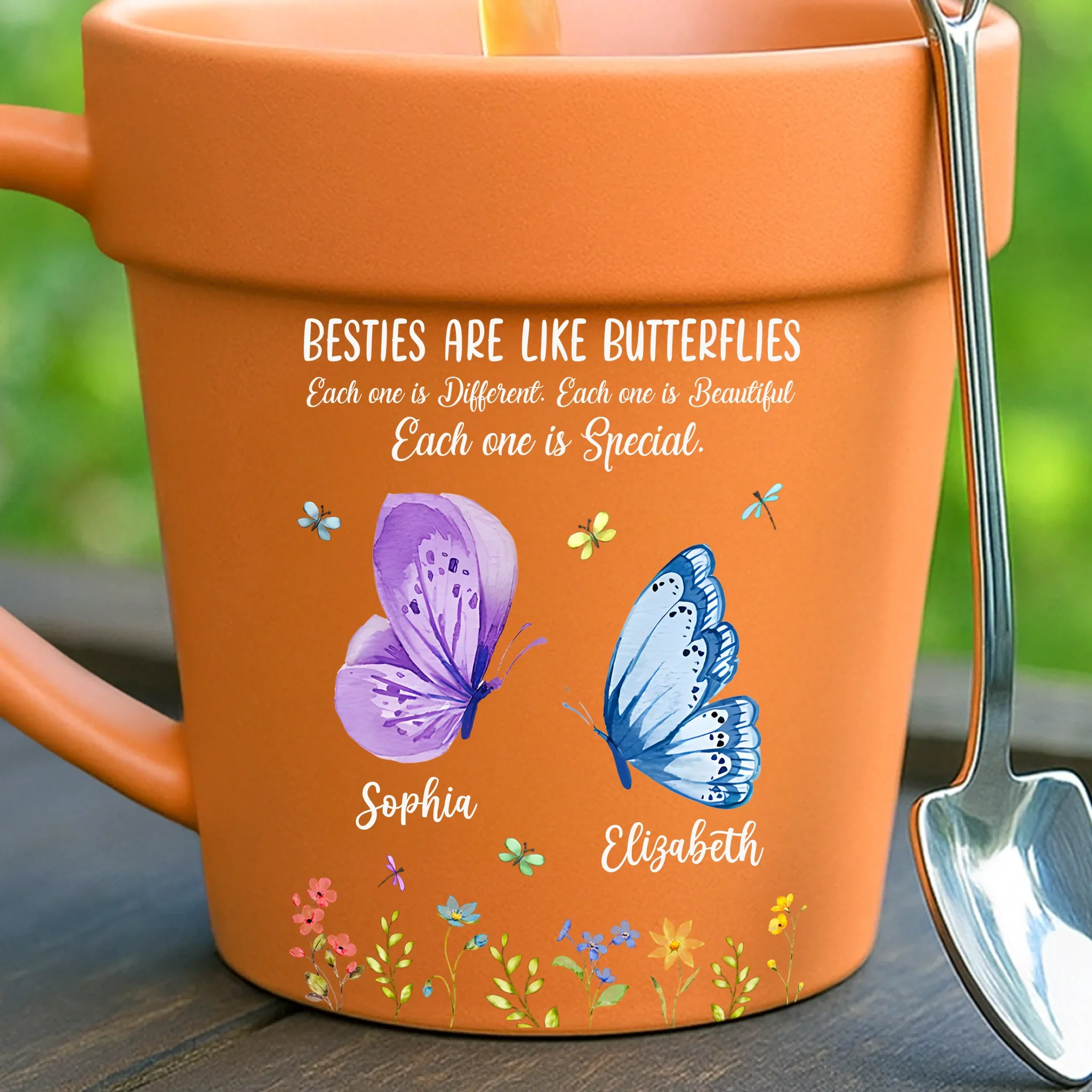 Custom Plant Pot Ceramic Mug - Personalized Garden Gifts For Gardeners, Best Friends - Different Wings, Common Love -  Flower Pot Mug - Robaser