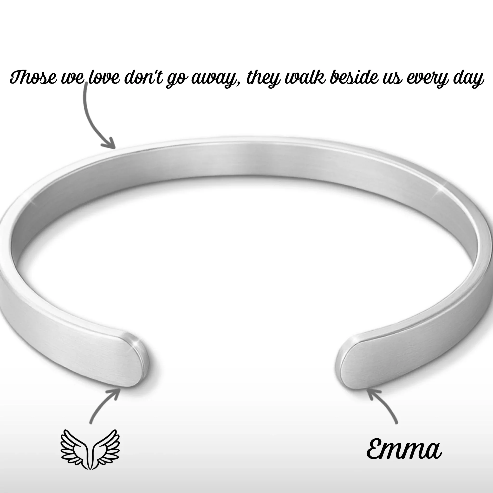 With Me Always - Memorial Personalized Custom Bangle Bracelet Cuffs - Sympathy Gift For Family Members - Robaser