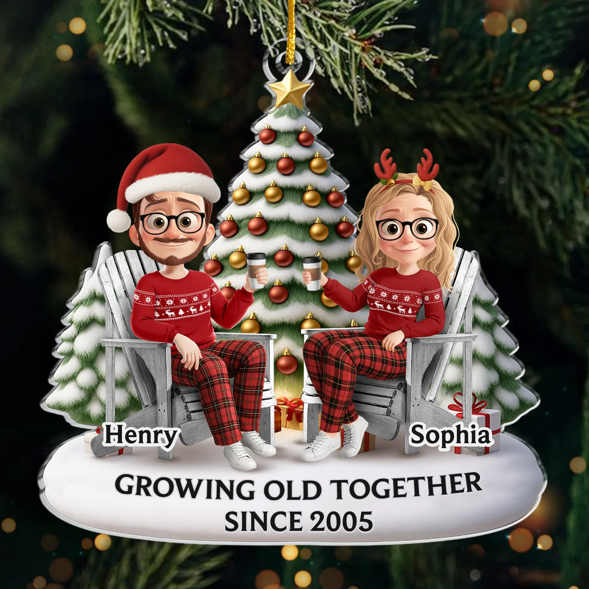 Custom Acrylic Ornament - Personalized Anniversary Christmas Wedding Gifts For Husband And Wife, Him And Her - Forever My Christmas Date - Robaser