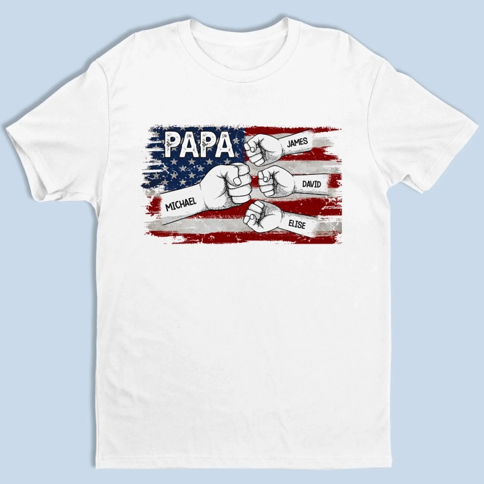 Papa  s Team, Stronger Together - Family Personalized Custom Unisex T-shirt, Premium T-shirt, Hoodie -  Father's Day, Gift For Dad, Grandpa - Robaser