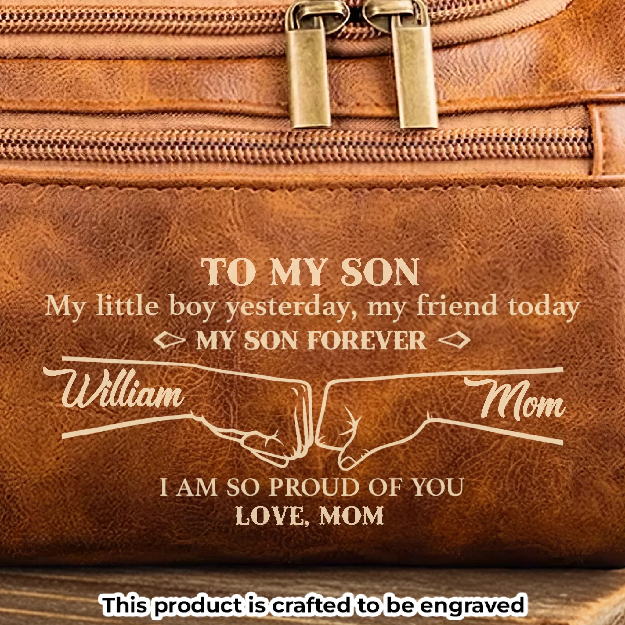 Custom Engraved Leather Toiletry Bag - Personalized Birthday Gifts For Son - Carry Confidence Daily - Robaser