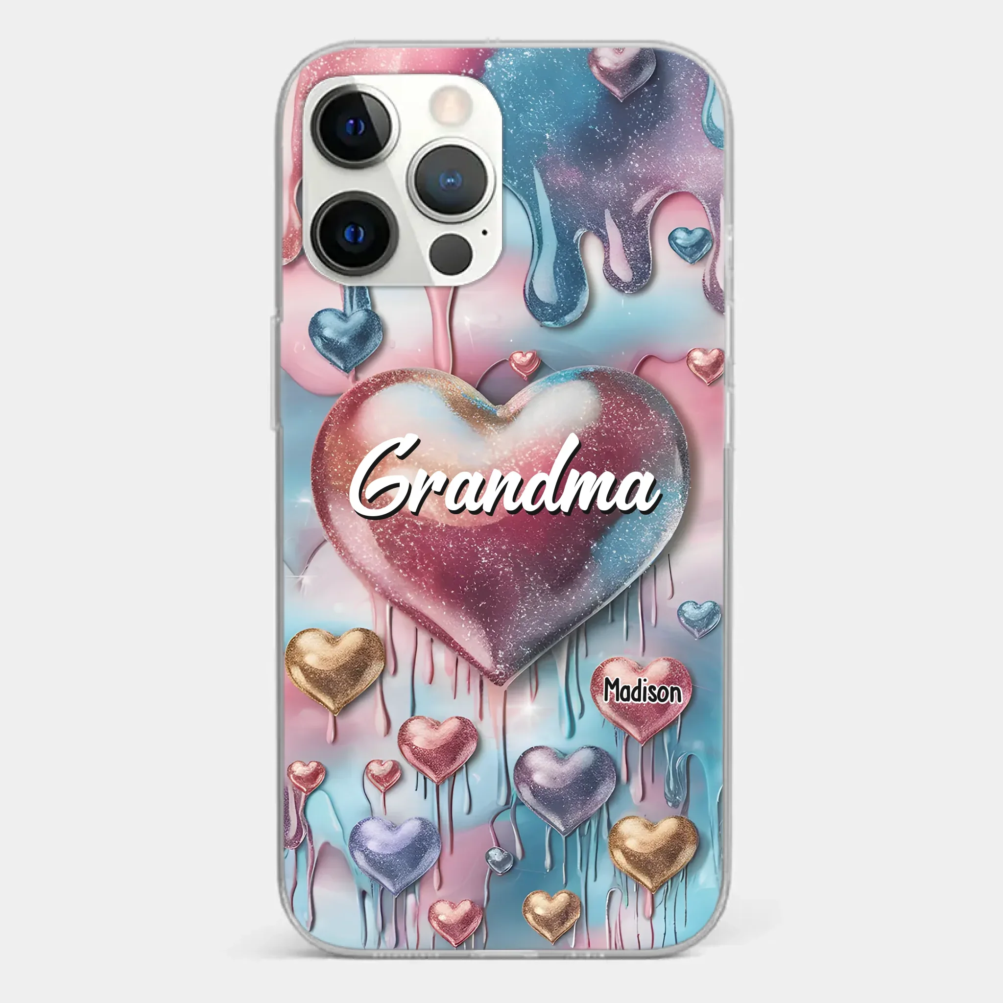 Forever In Grandmother's Heart - Family Personalized Custom 3D Inflated Effect Printed Clear Phone Case - Gift For Mom, Grandma - Robaser