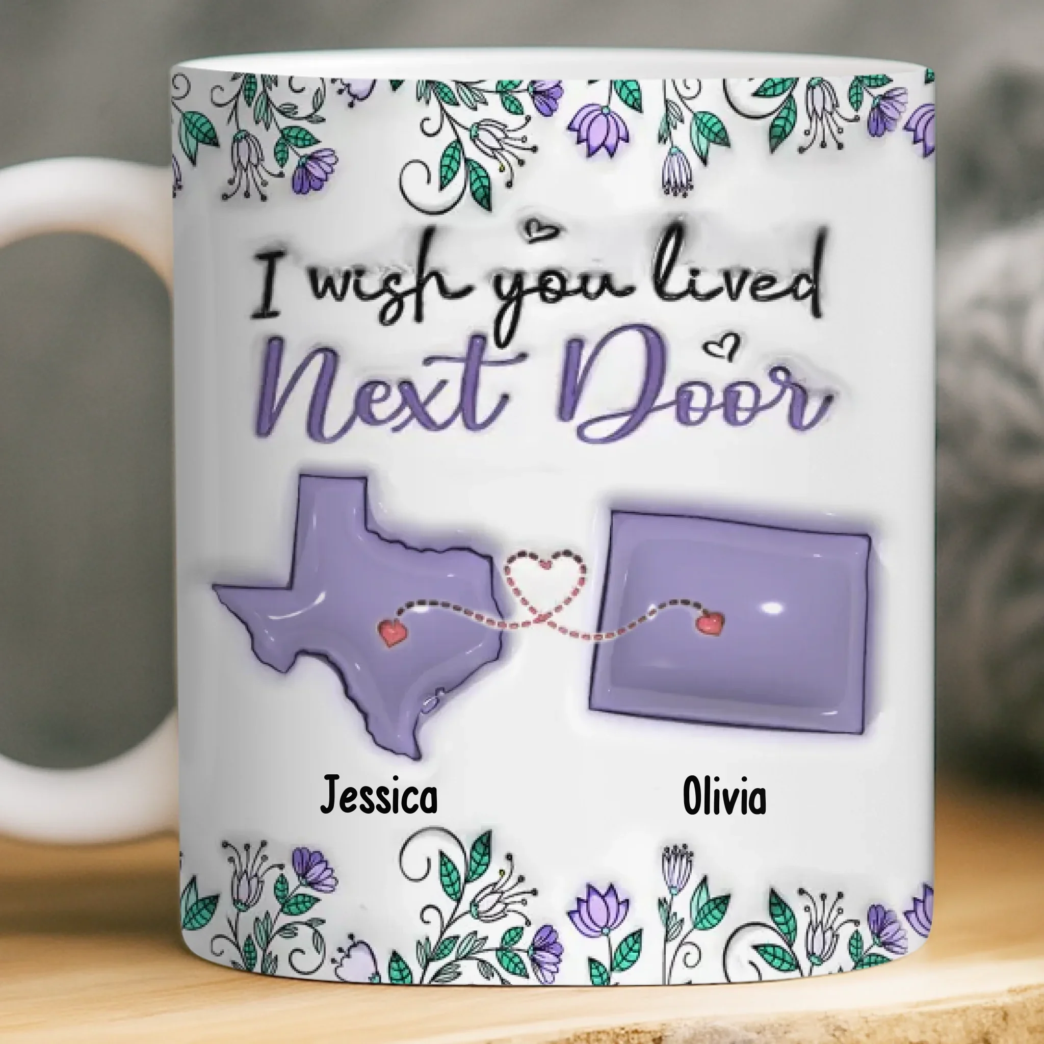Custom Long Distance Mug - Personalized Best Friend Birthday Gifts For Women, Besties, Sisters, BFF - Hearts Stay Close - Robaser