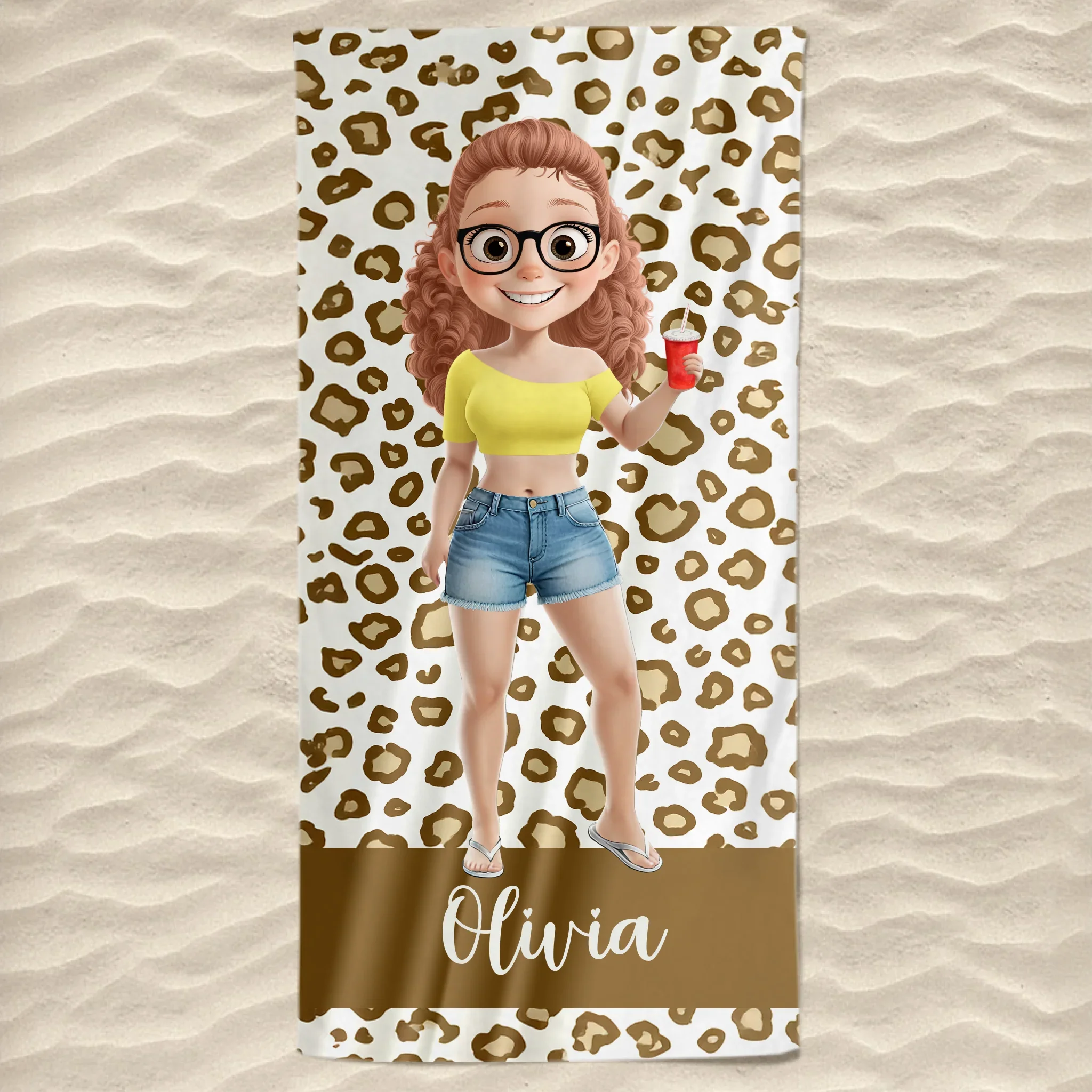 Custom Beach Towel - Personalized Summer Vacation And Travel Gifts For Women - Sun, Sand, And Sips - Robaser