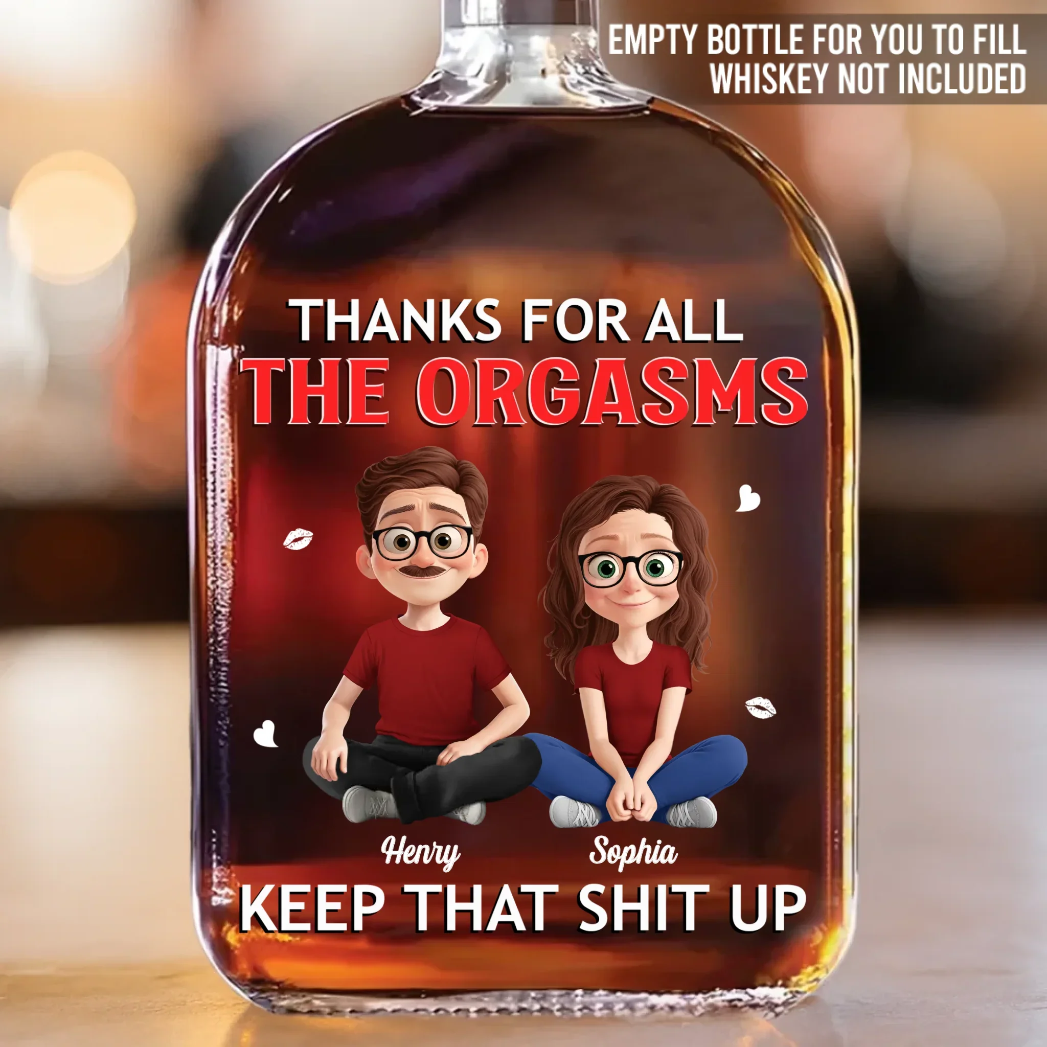 Custom Whiskey Bottle - Personalized Anniversary Christmas Wedding Gifts For Husband And Wife, Him And Her, Wine, Bourbon, Whiskey Lovers - You  re My Daily Dose Of Happiness - Robaser