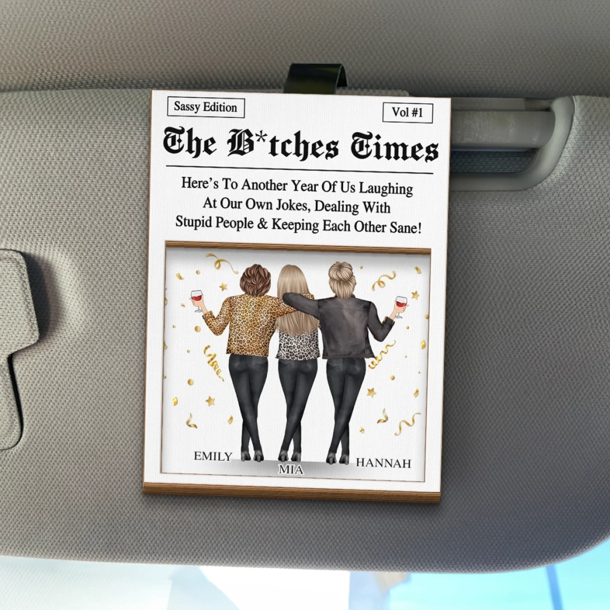 Custom Car Visor Clip - Personalized Best Friend Birthday Gifts For Women, Besties, Sisters, BFF - Partners In Fun Always - Robaser