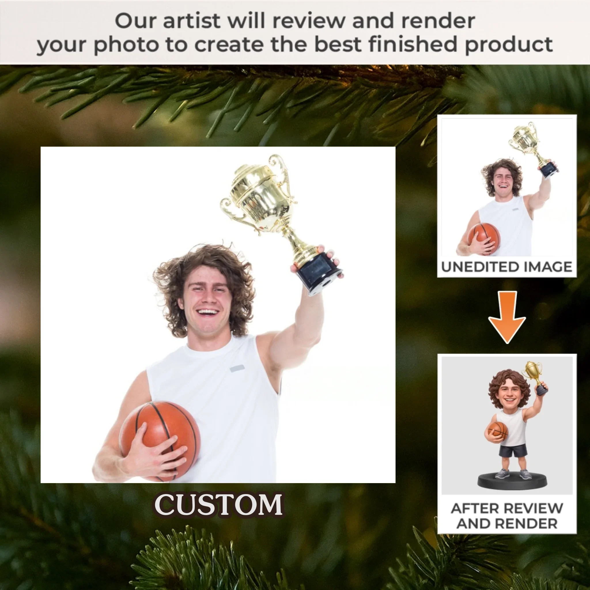 Custom Photo Acrylic Ornament - Personalized Christmas Birthday Sport Gifts For Sports Lovers - Holiday Hustle, Championship Muscle - Robaser