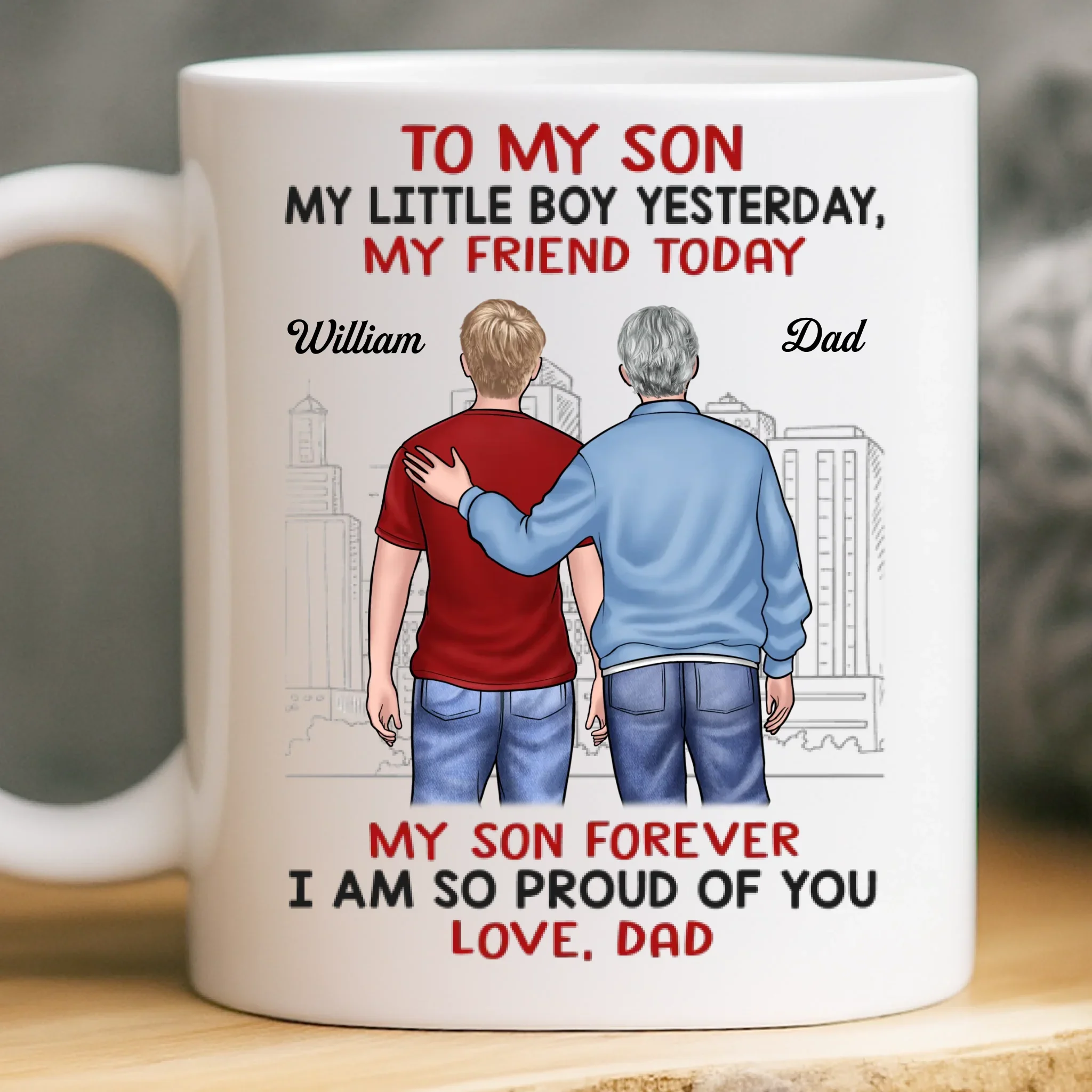Custom Mug - Personalized Birthday Gifts For Mom, Dad, Daughter, Son - Forever My Hero, Dad - Robaser