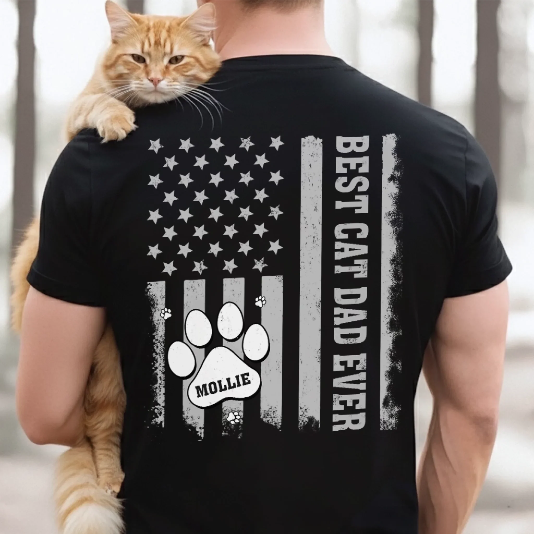 Custom Back Printed Unisex T-shirt, Premium T-shirt, Hoodie - Personalized Christmas Birthday Gifts For Cat Lovers, Cat Mom And Dad - The Real Furry Hero - Robaser