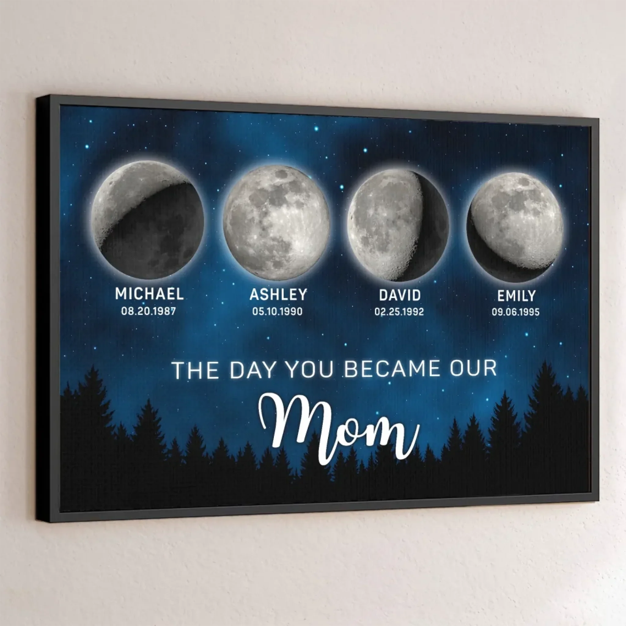 The Moon Glowed Brighter The Day You Became Mom - Family Personalized Custom Horizontal Poster - Mother's Day, Gift For Mom, Grandma - Robaser