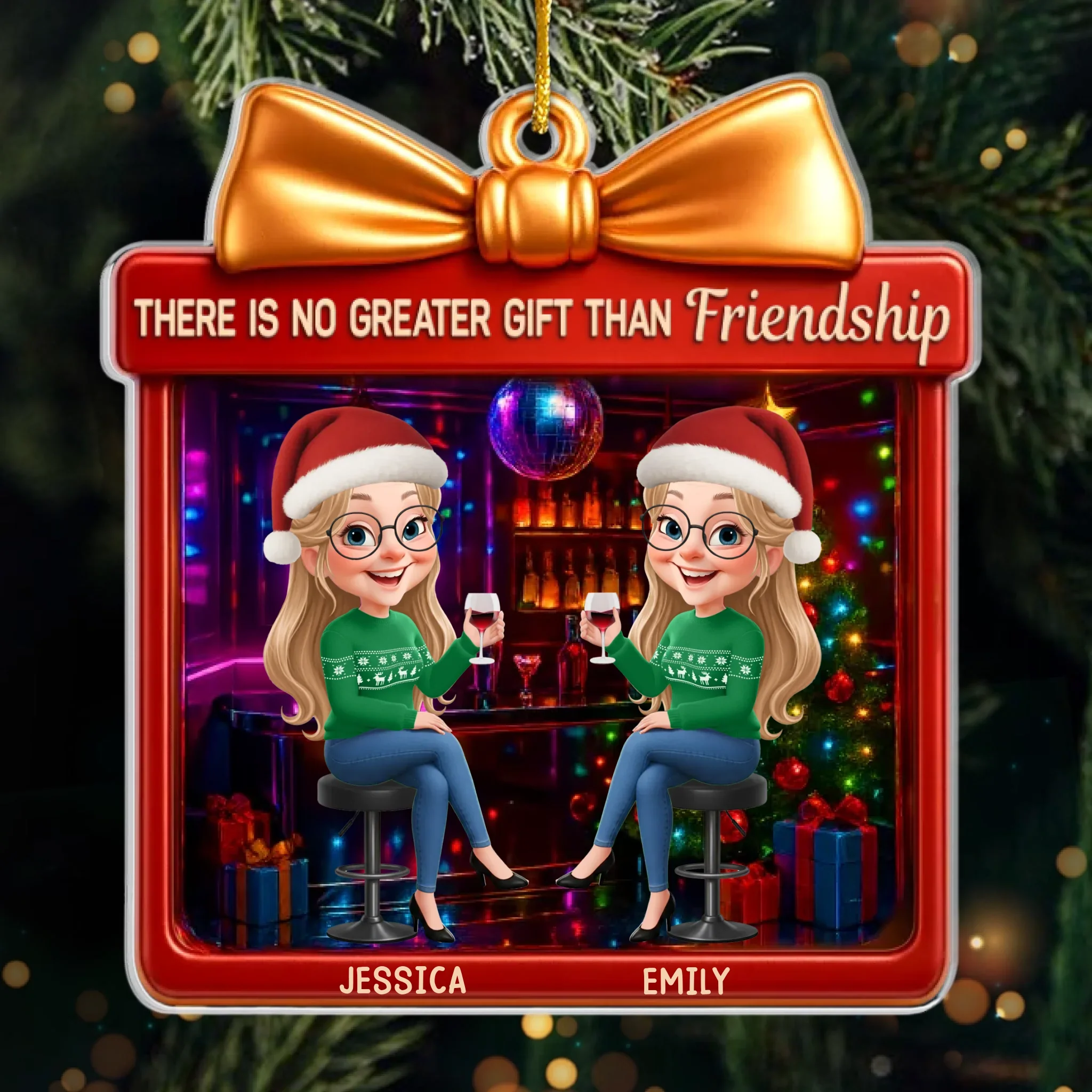 Custom Acrylic Ornament - Personalized Best Friend Christmas Birthday Gifts For Women, Besties, Sisters, BFF - Kindred Hearts Endless Laughs - Robaser