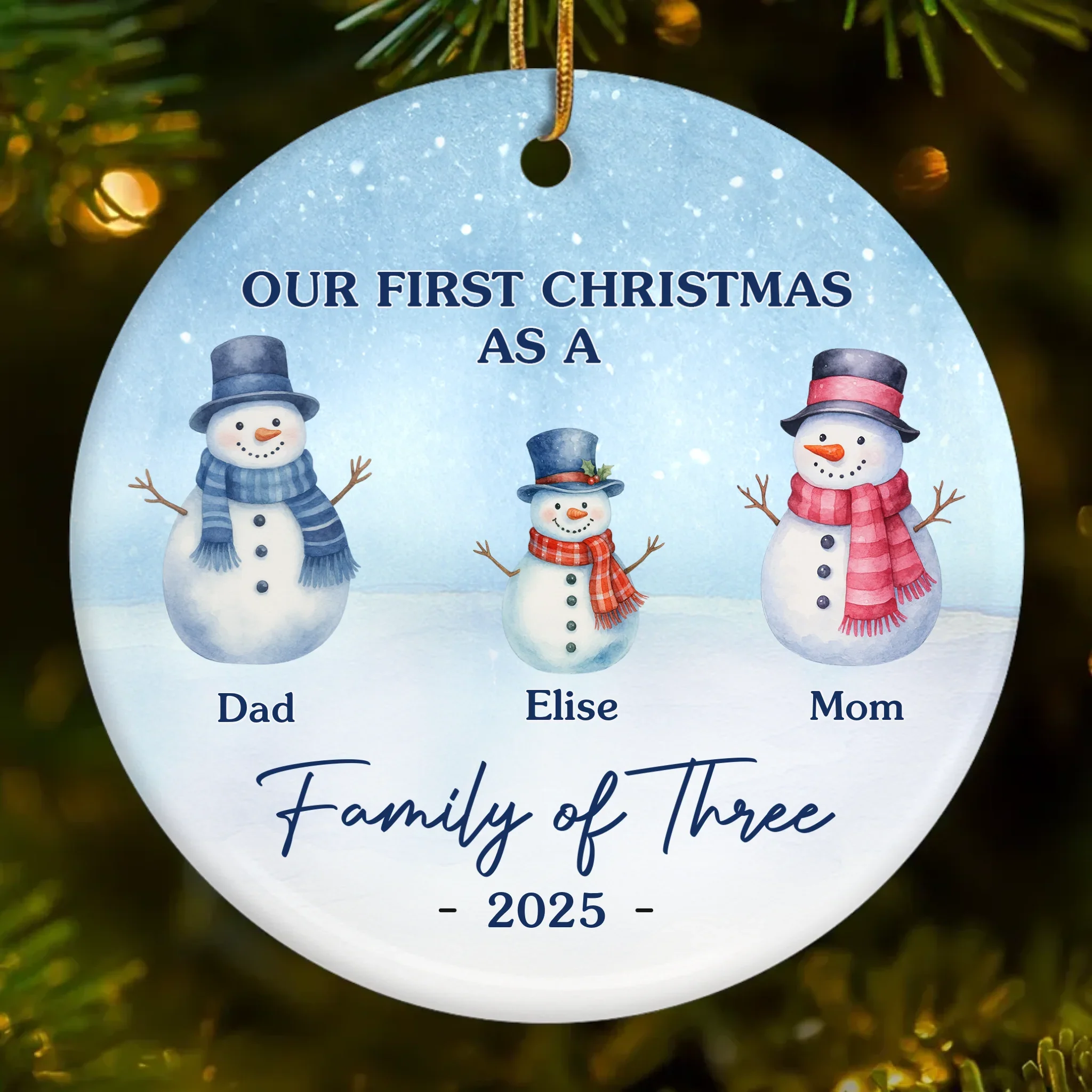 Custom Ceramic Ornament - Personalized Christmas Birthday Gifts For Mom, Dad, Kids - Our Frosty Family - Robaser
