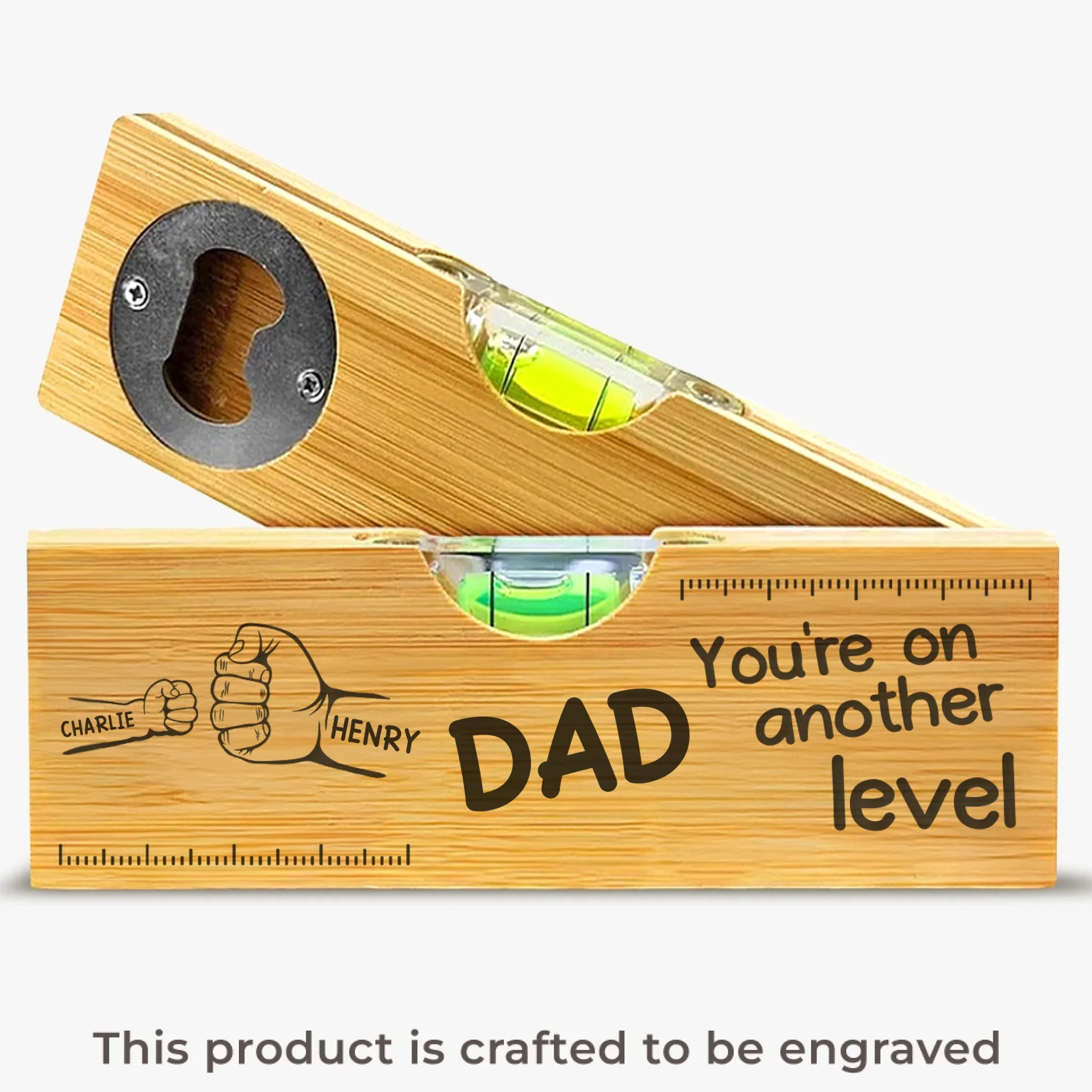 A Father's Love Holds Us Together - Family Personalized Custom Engraved Wooden Spirit Level Bottle Opener - Father's Day, Gift For Dad, Grandpa - Robaser