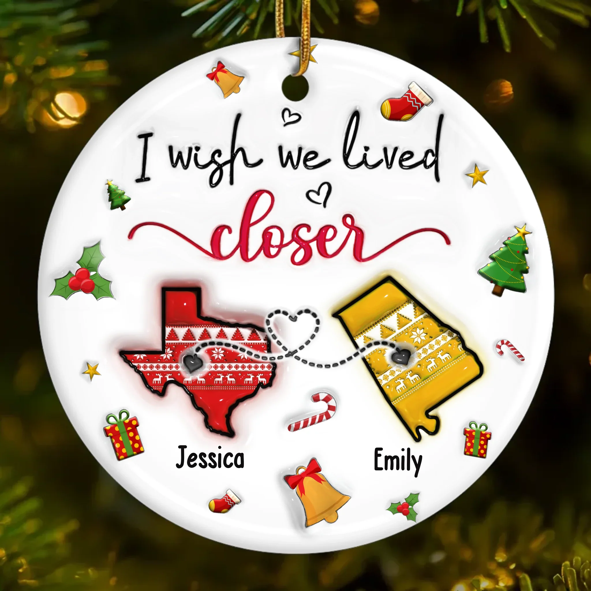Custom Long Distance Ceramic Ornament - Personalized Best Friend Christmas Birthday Gifts For Women, Besties, Sisters, BFF - Miles Can  t Break Us - Robaser