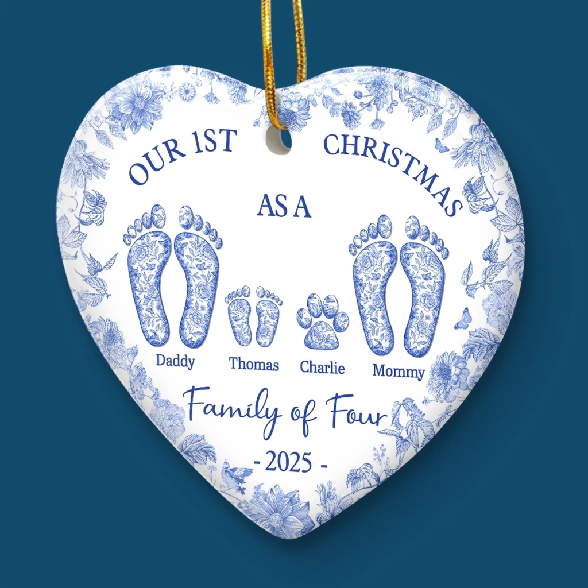 Custom Ceramic Ornament - Personalized Christmas Birthday Gifts For Mom, Dad, Kids - Our Pawfect Family Begins - Robaser