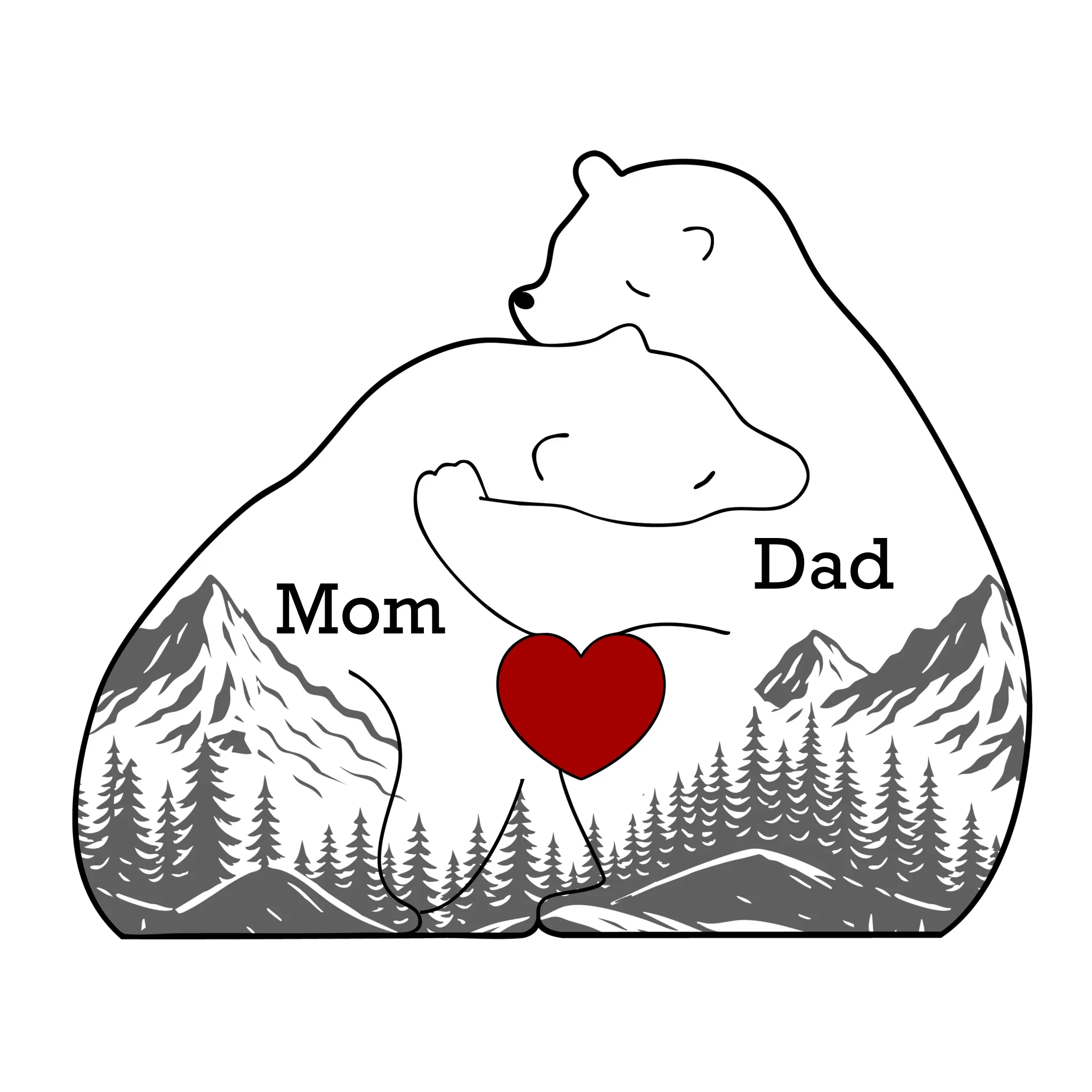 Our Love Is Bear Strong - Family Personalized Custom Bear Shaped Wooden Art Puzzle - Wooden Pet Carvings, Wood Sculpture Table Ornaments, Carved Wood Decor - Gift For Family Members - Robaser